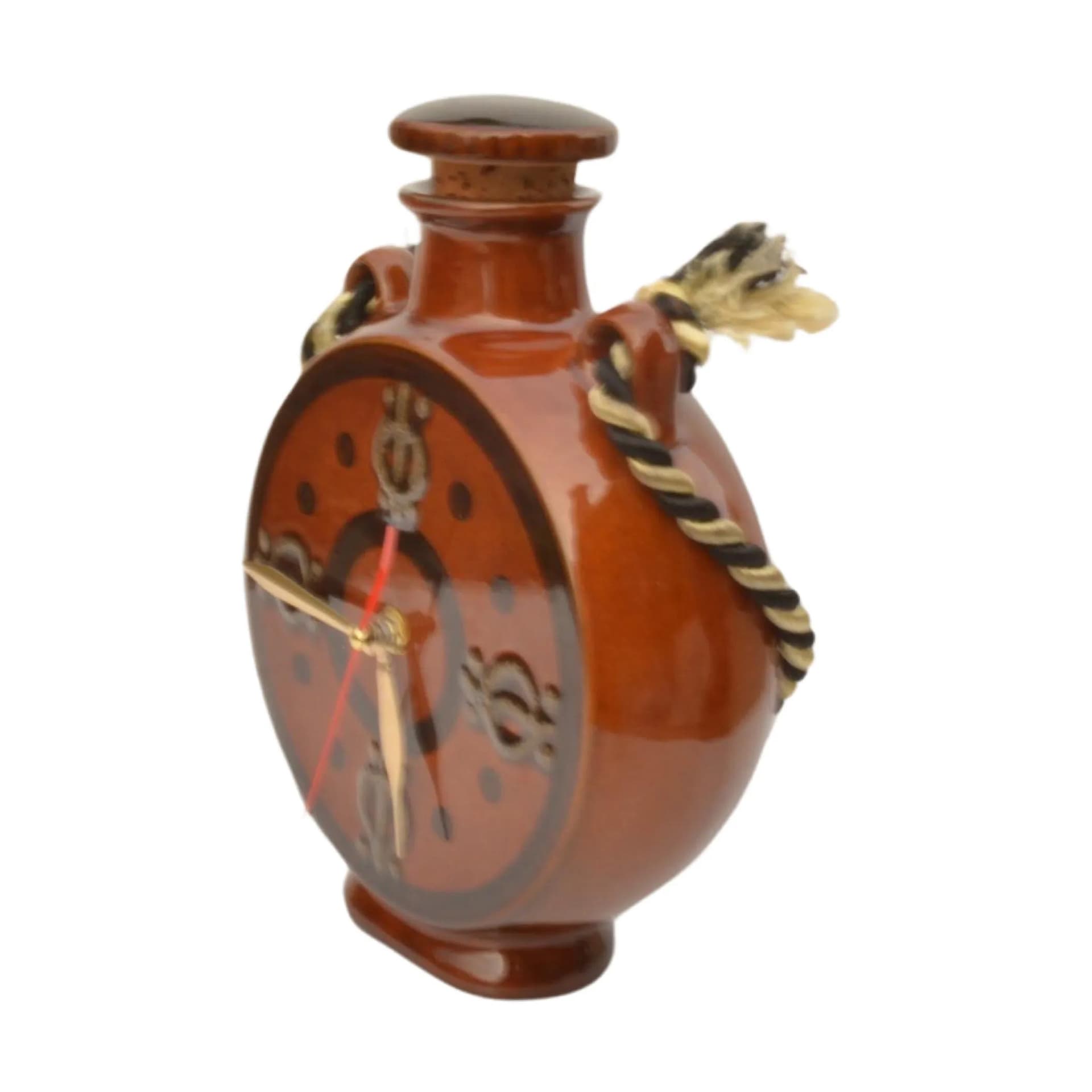 Zegar ścienny bukłak, brązowy, porcelana, UPG Halle, Niemcy, lata 70. - 126021