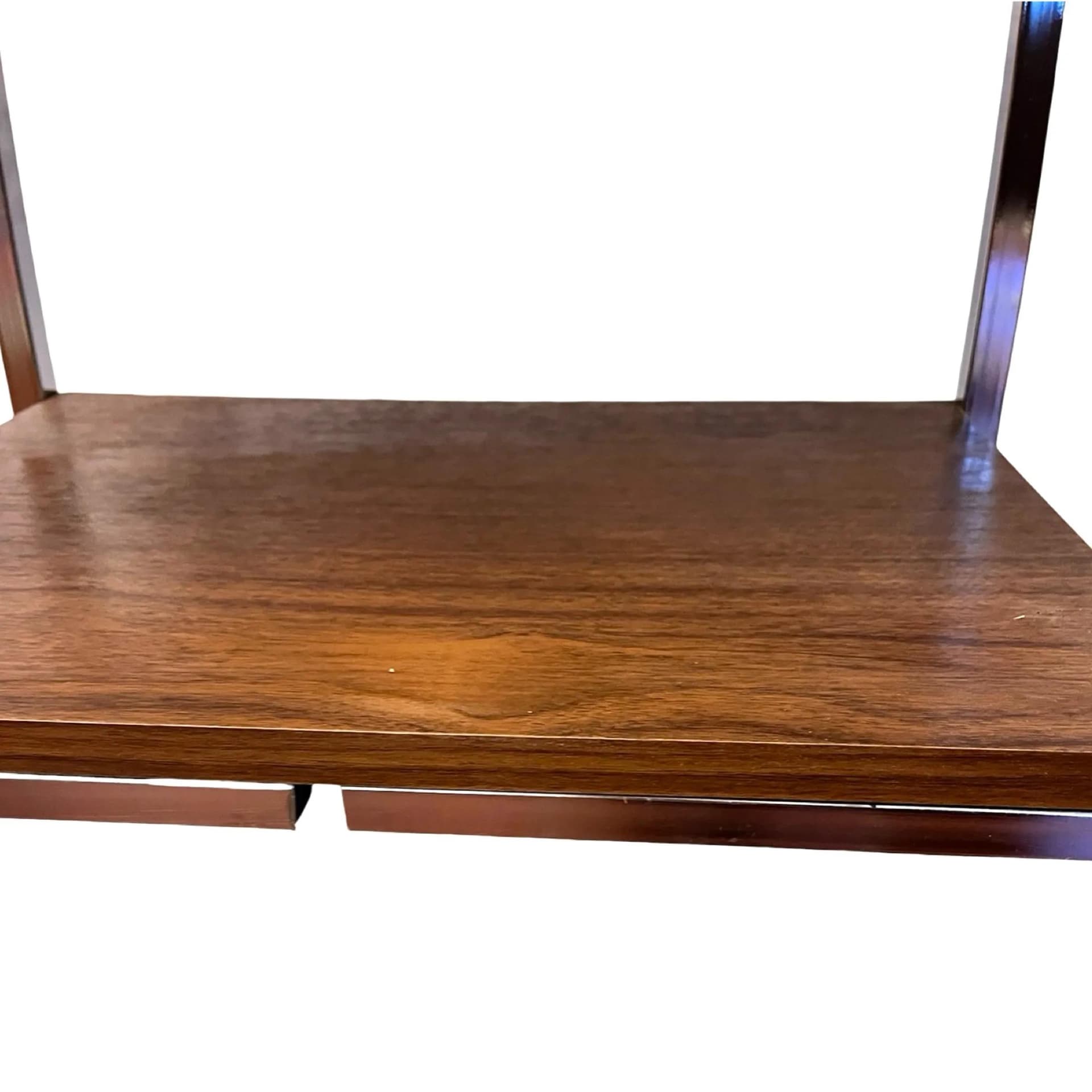 Stolik mobilny modernistyczny, orzech, stal chromowana, Dania, lata 70. - 129699