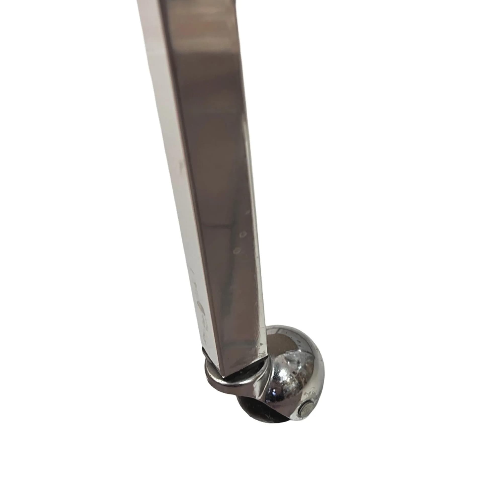 Stolik mobilny modernistyczny, orzech, stal chromowana, Dania, lata 70. - 129696