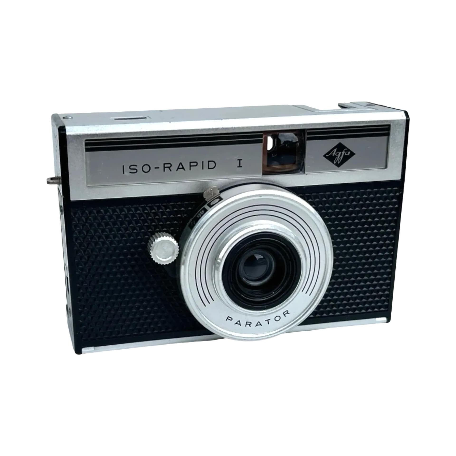 Aparat fotograficzny ISO-RAPID I, srebrny, metal, AGFA, Niemcy, lata 60.