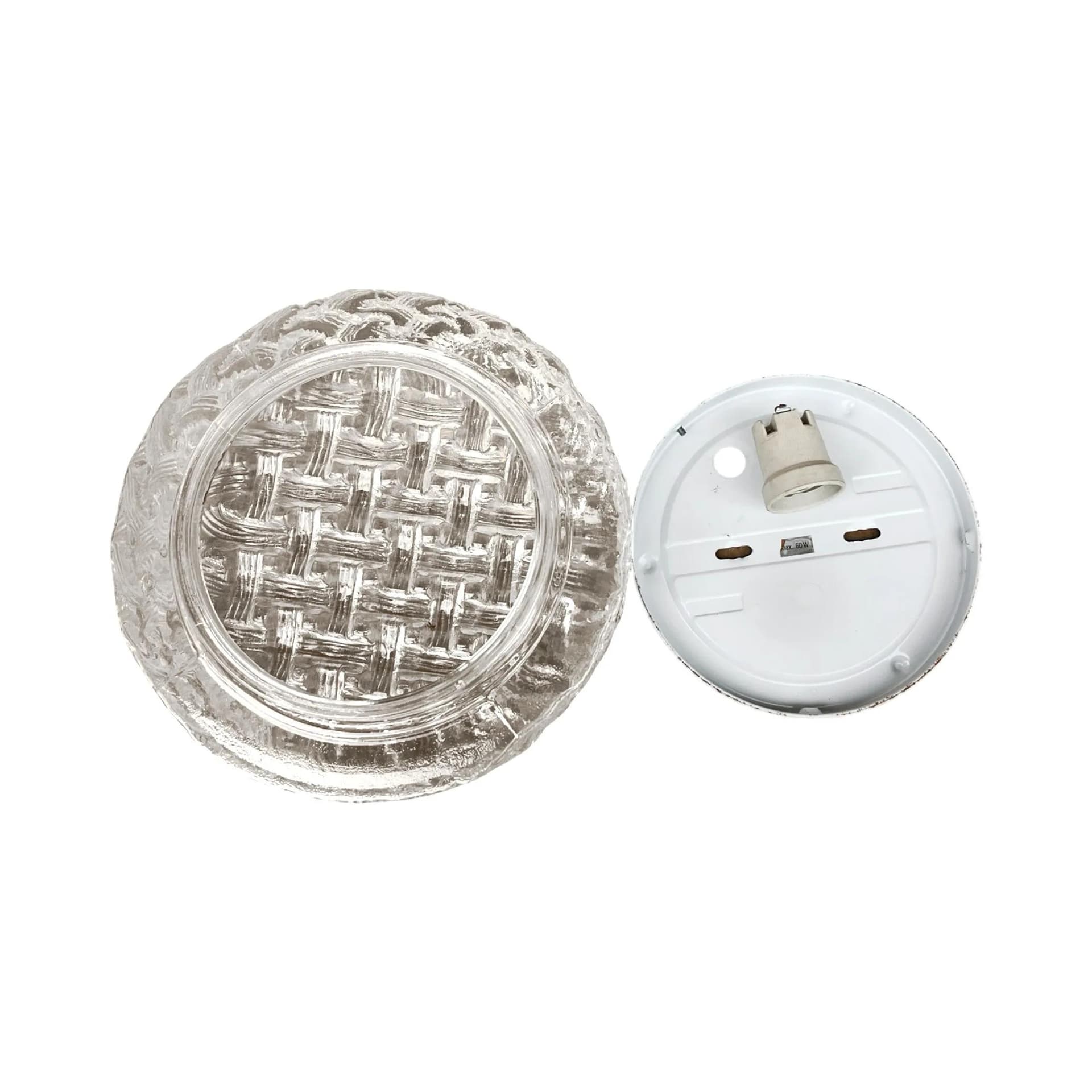 Plafon okrągły, szkło transparent, Niemcy, lata 70. - 129628