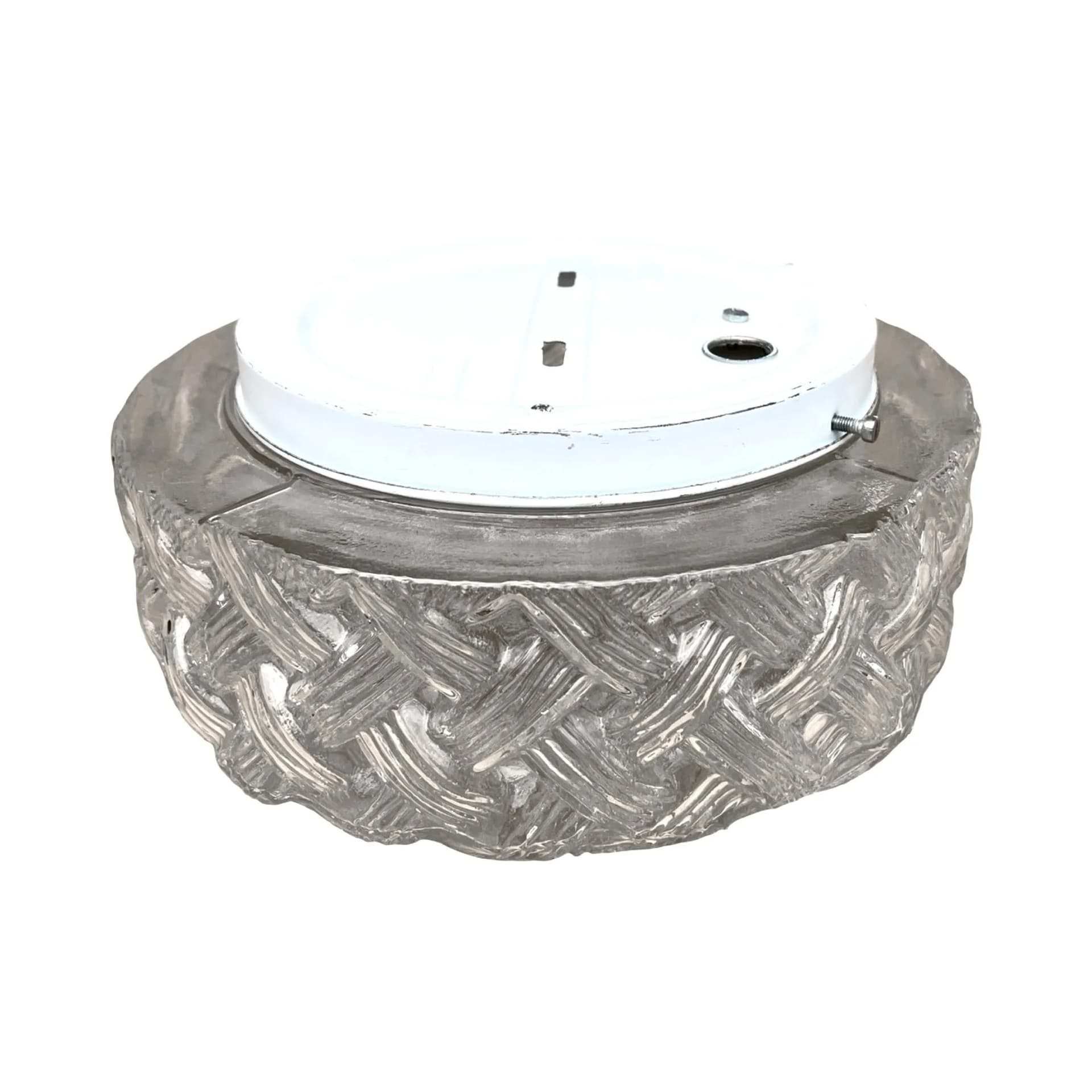 Plafon okrągły, szkło transparent, Niemcy, lata 70. - 129630