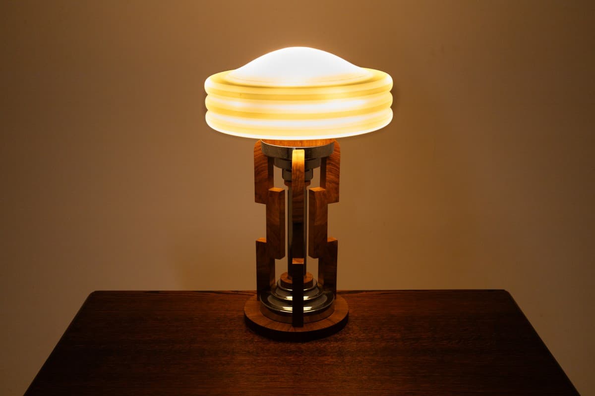 Beige Art Deco Table Lamp, Poland, 1950s - 78311