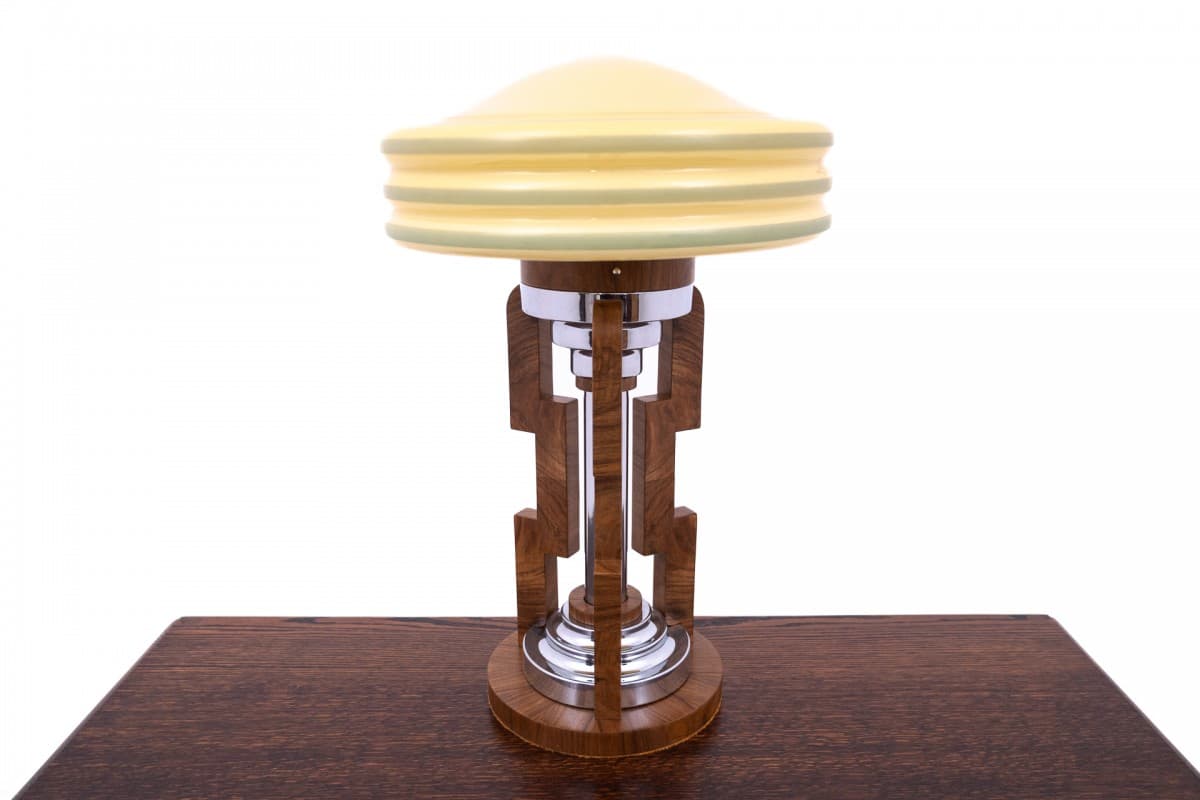Beige Art Deco Table Lamp, Poland, 1950s - 78306