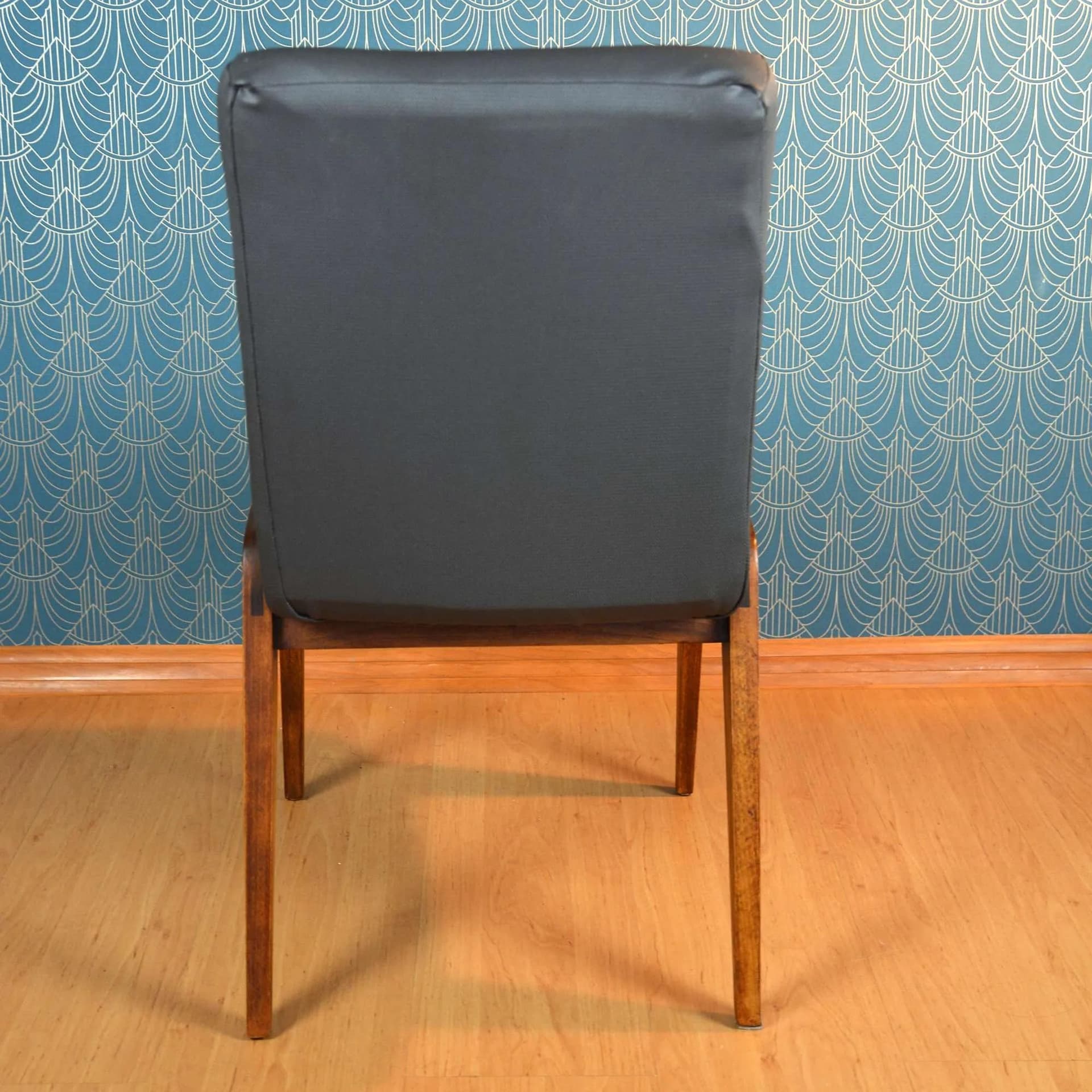 Chair AGA, grey upholstery, mahogany-stained beech, by J. Chierowski, Poland, 1970s. - 129576