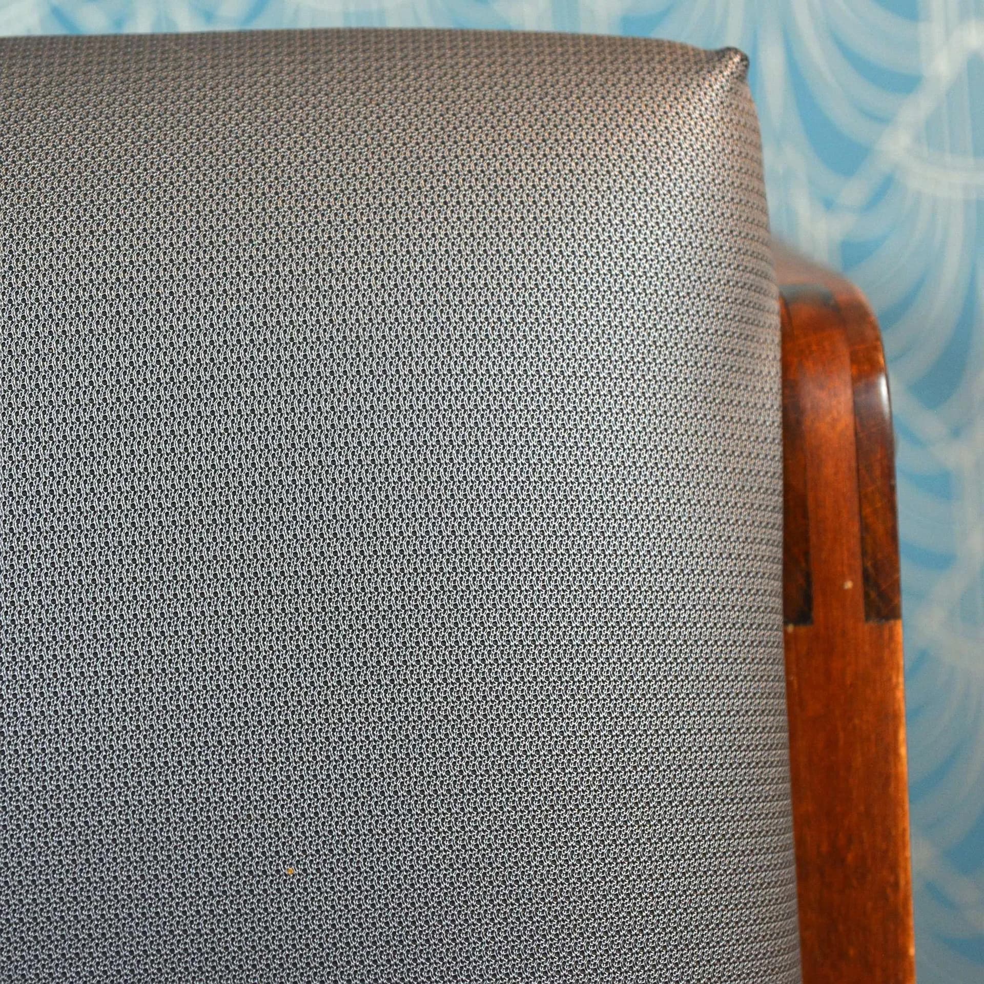 Chair AGA, grey upholstery, mahogany-stained beech, by J. Chierowski, Poland, 1970s. - 129578