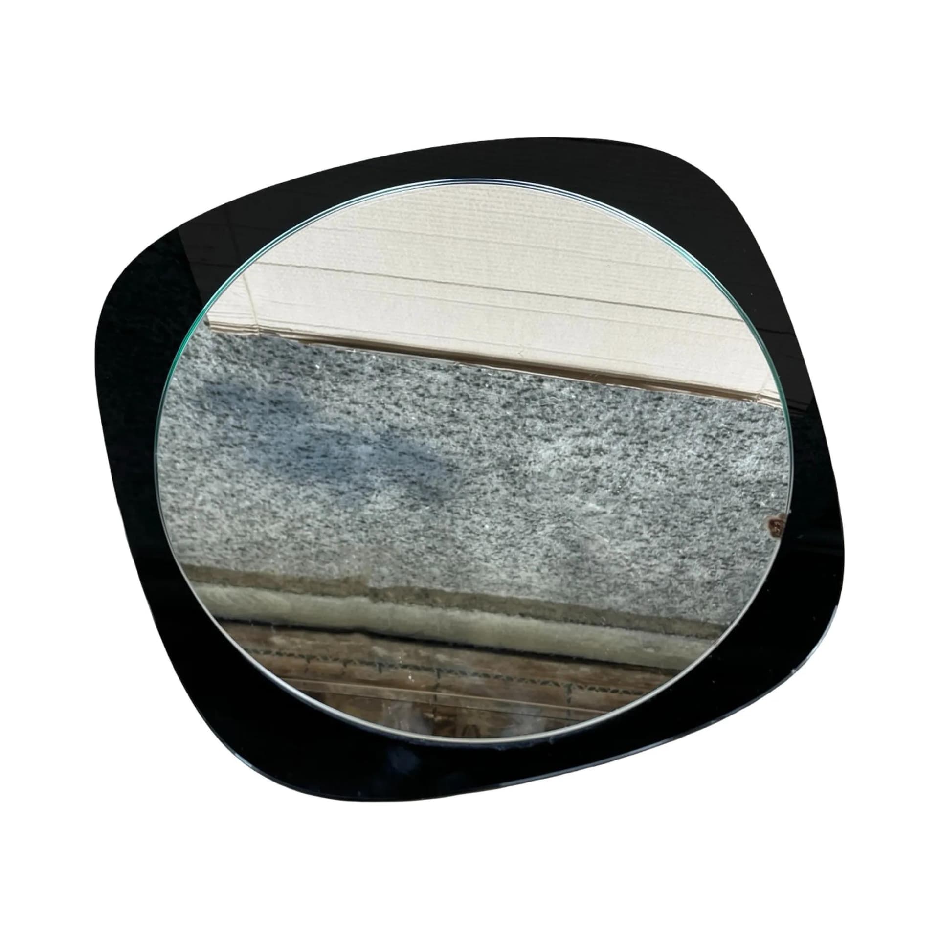 Wall mirror asymmetrical, black glass, Poland, 1970s. - 129563