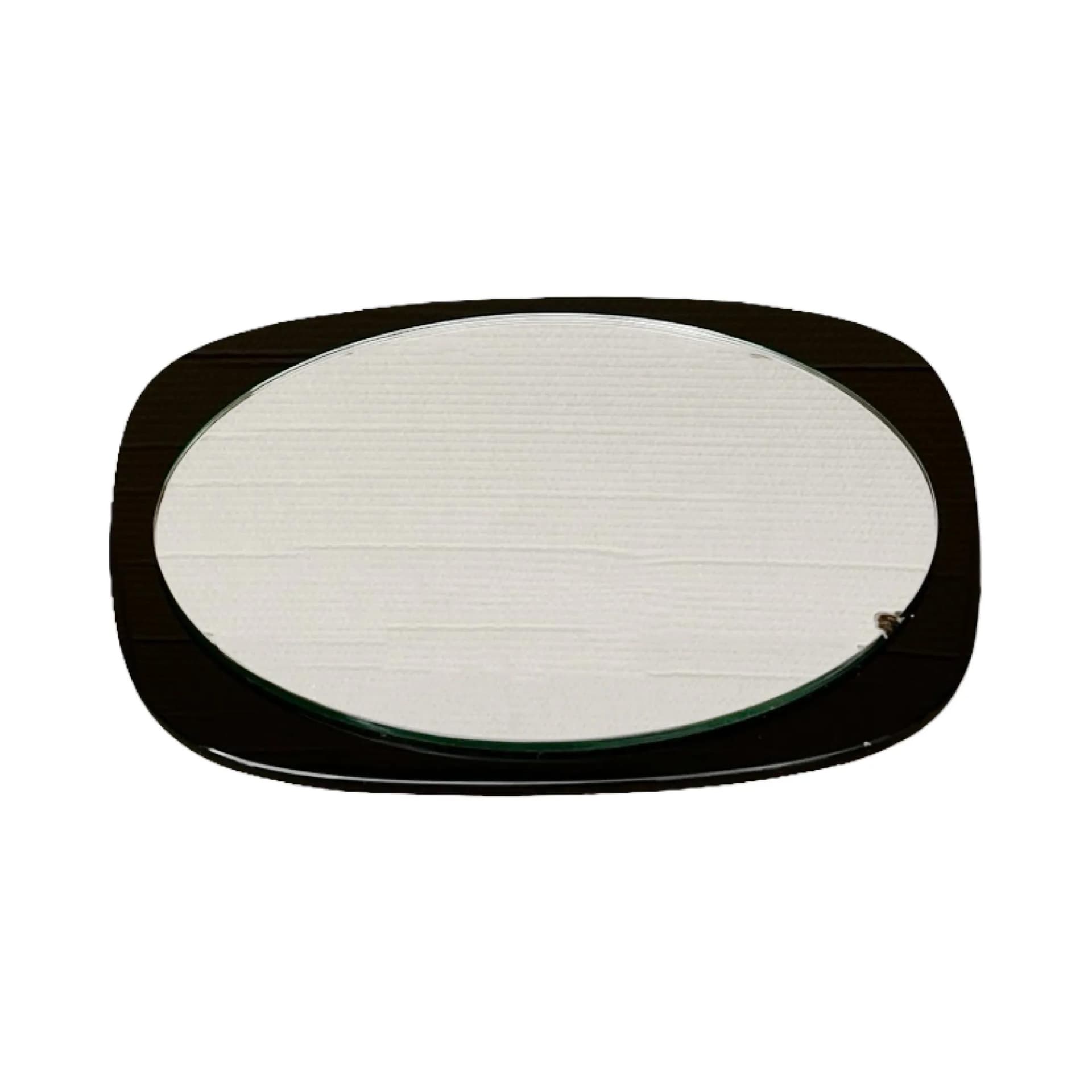 Wall mirror asymmetrical, black glass, Poland, 1970s. - 129567