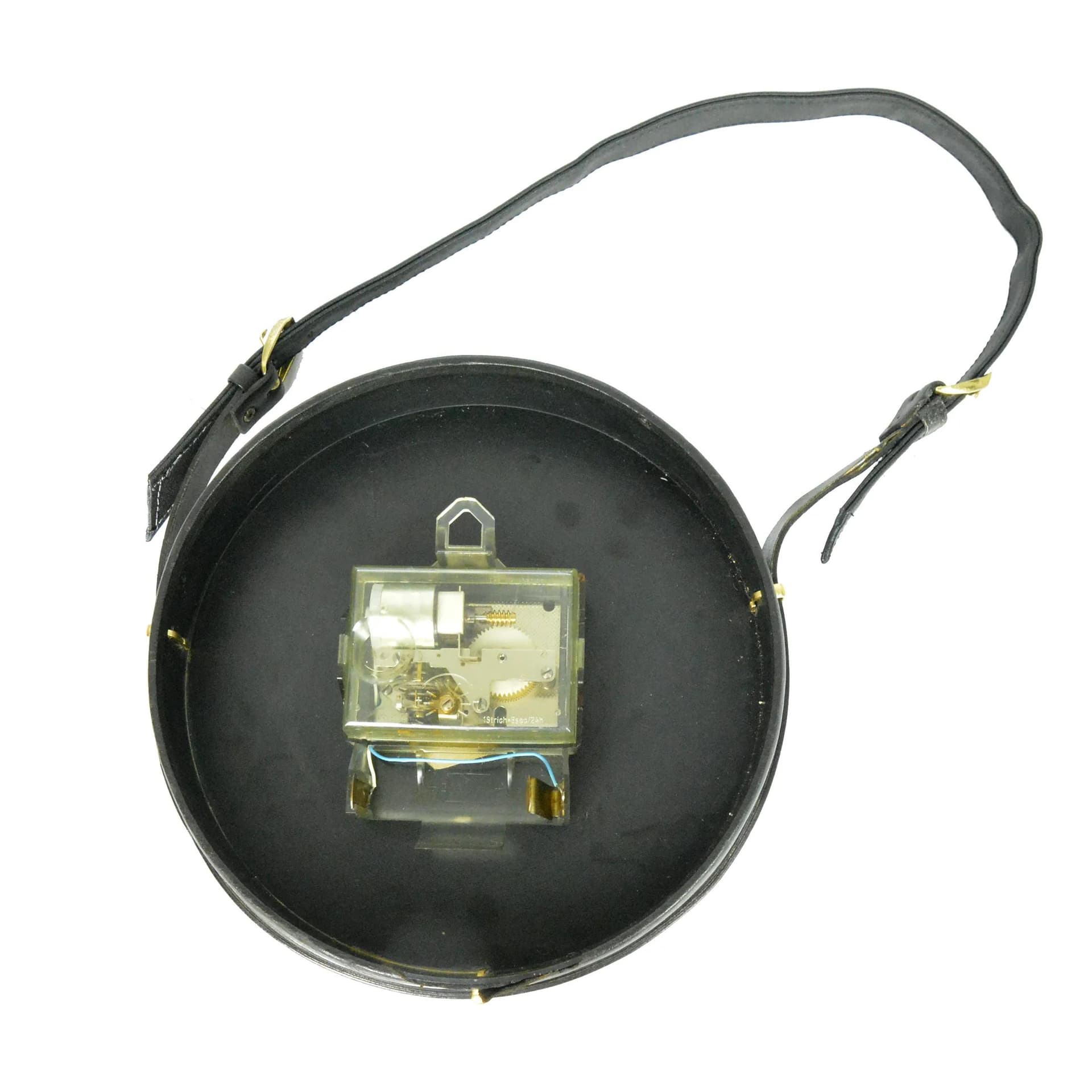 Zegar ścienny Silvos, skóra czarna, Niemcy, lata 70. - 129546