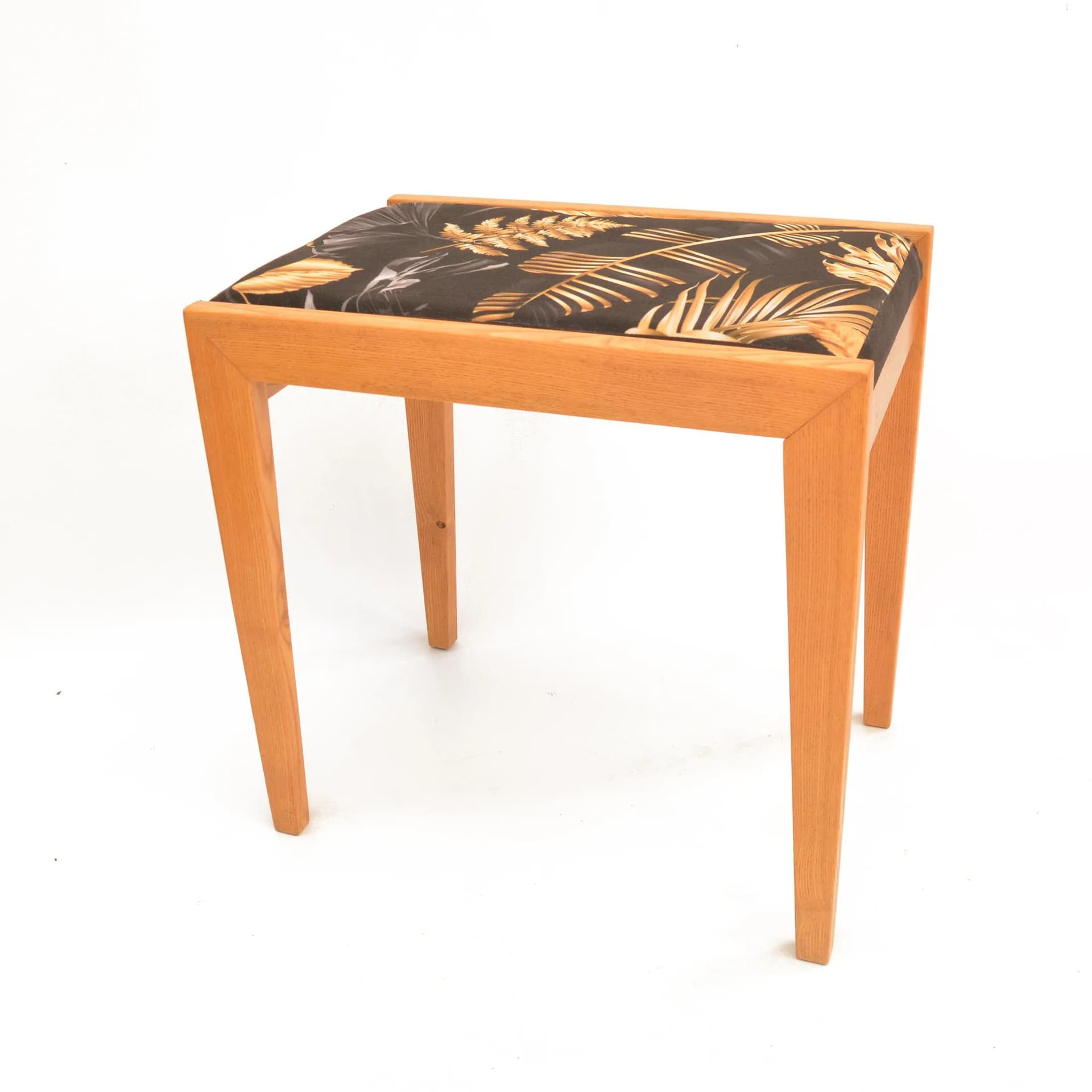 Stool Brusel, multicolor velvet, oak, by K. Musil, Jitona, Czechoslovakia, 1960s. - 129463