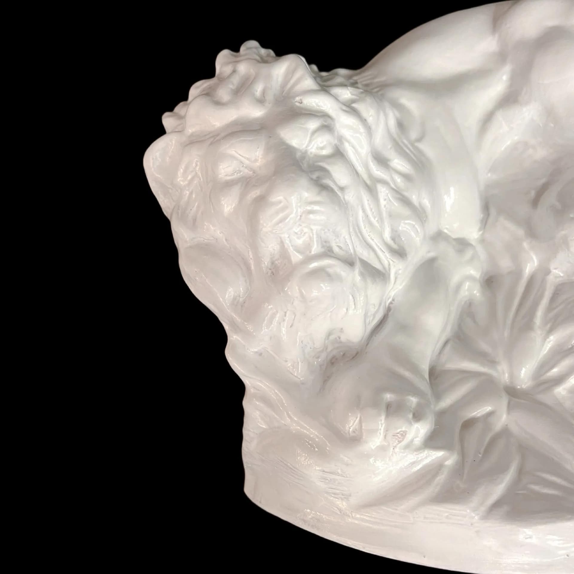 Figura lwa art déco, biały, ceramika, Czechy, początek XX w. - 129444