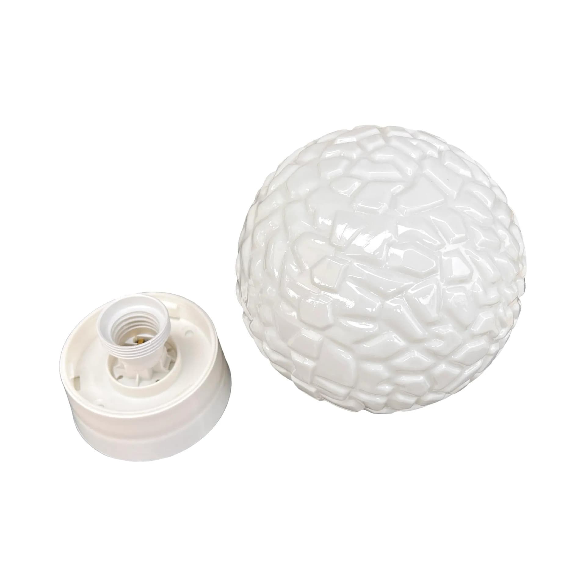 Kinkiet sferyczny globus, biały, szkło bakelit, Elektrosvit Nové Zámky, Czechosłowacja, lata 60. - 129409