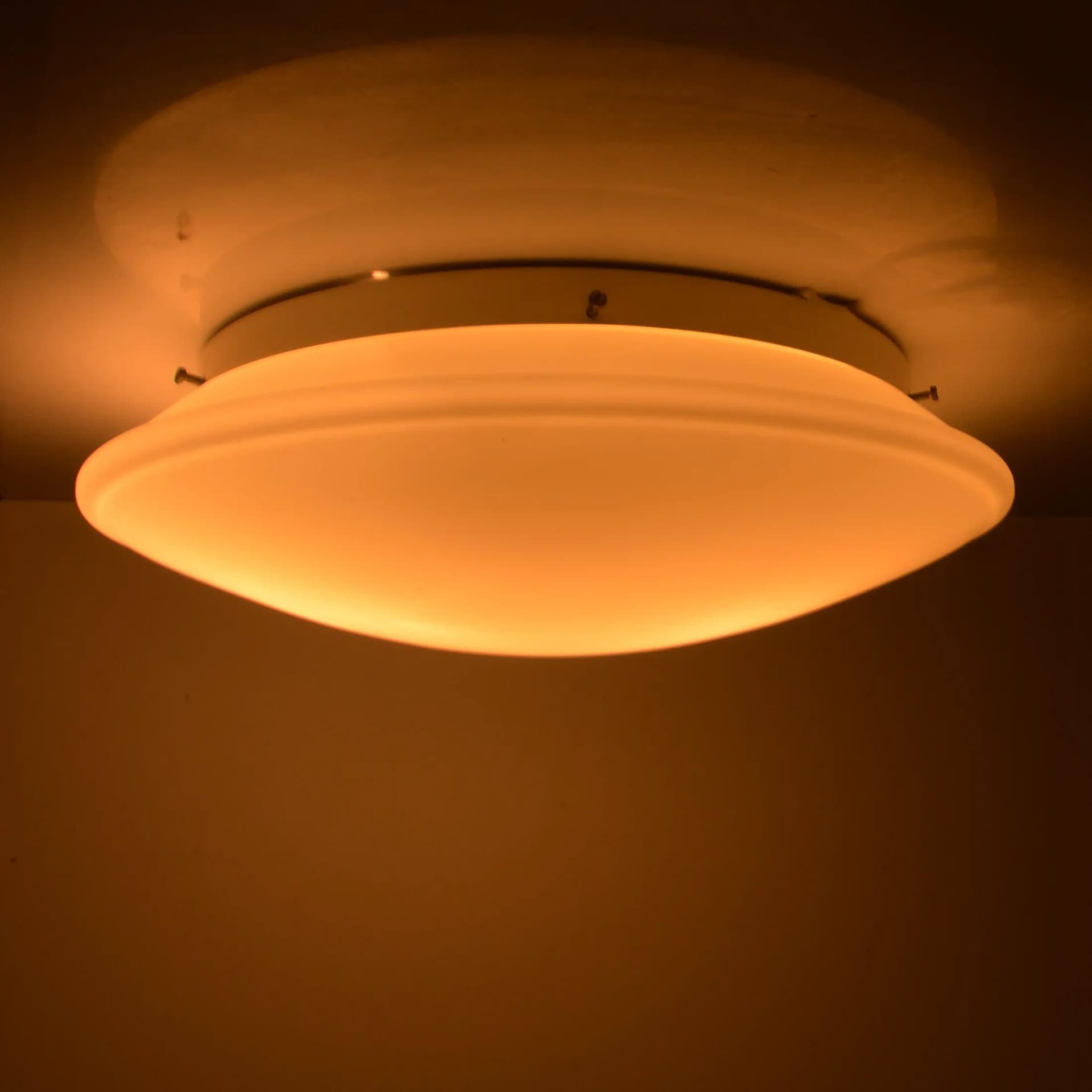 Plafon Wielki Biały, szkło biały, Penko Pieńsk, Polska, lata 70. - 129347