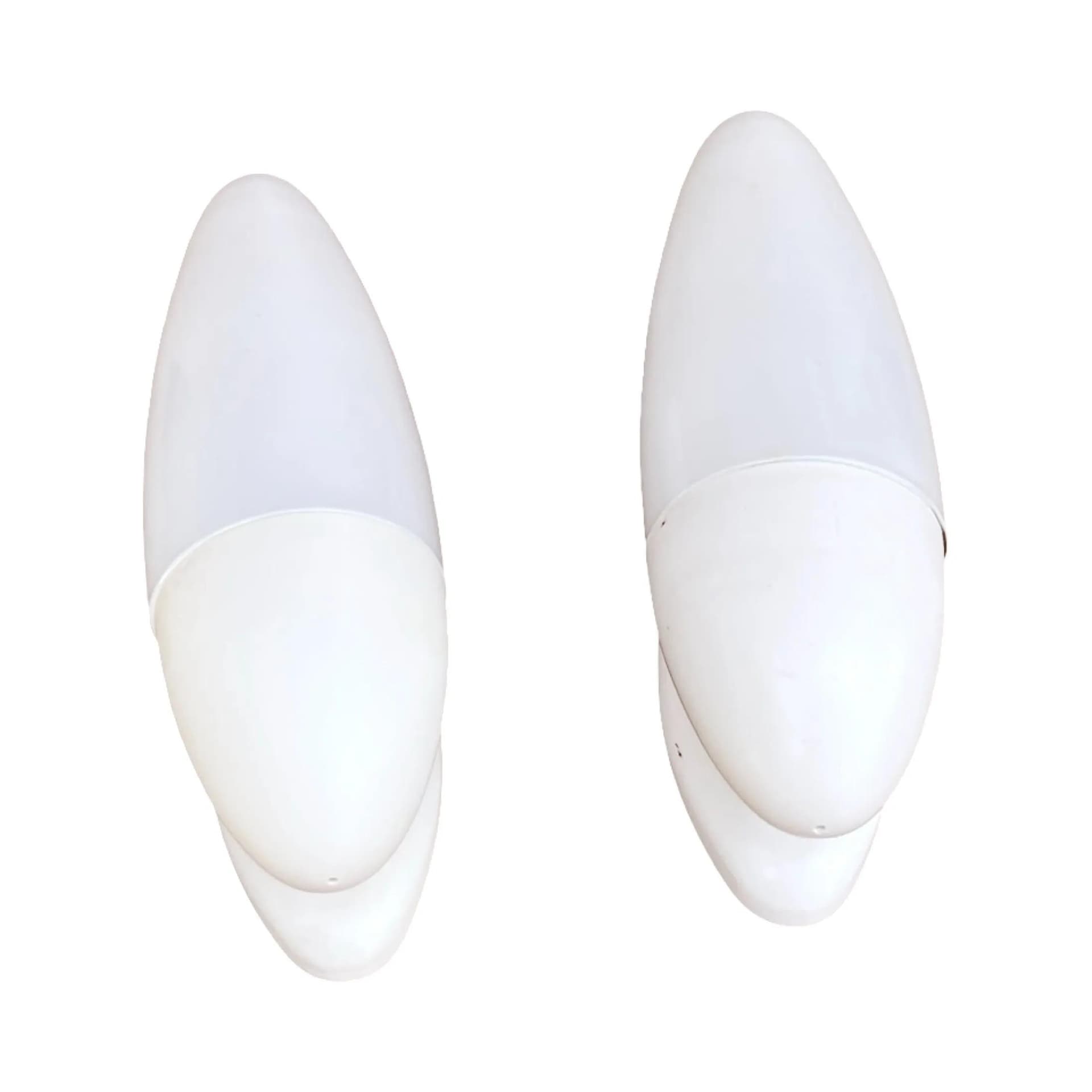 Para kinkietów, biały, szkło, bakelit, Elektrosvit Nové Zámky, Czechosłowacja, lata 50. - 129342