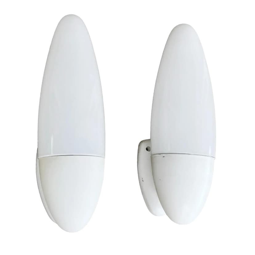 Para kinkietów, biały, szkło, bakelit, Elektrosvit Nové Zámky, Czechosłowacja, lata 50.