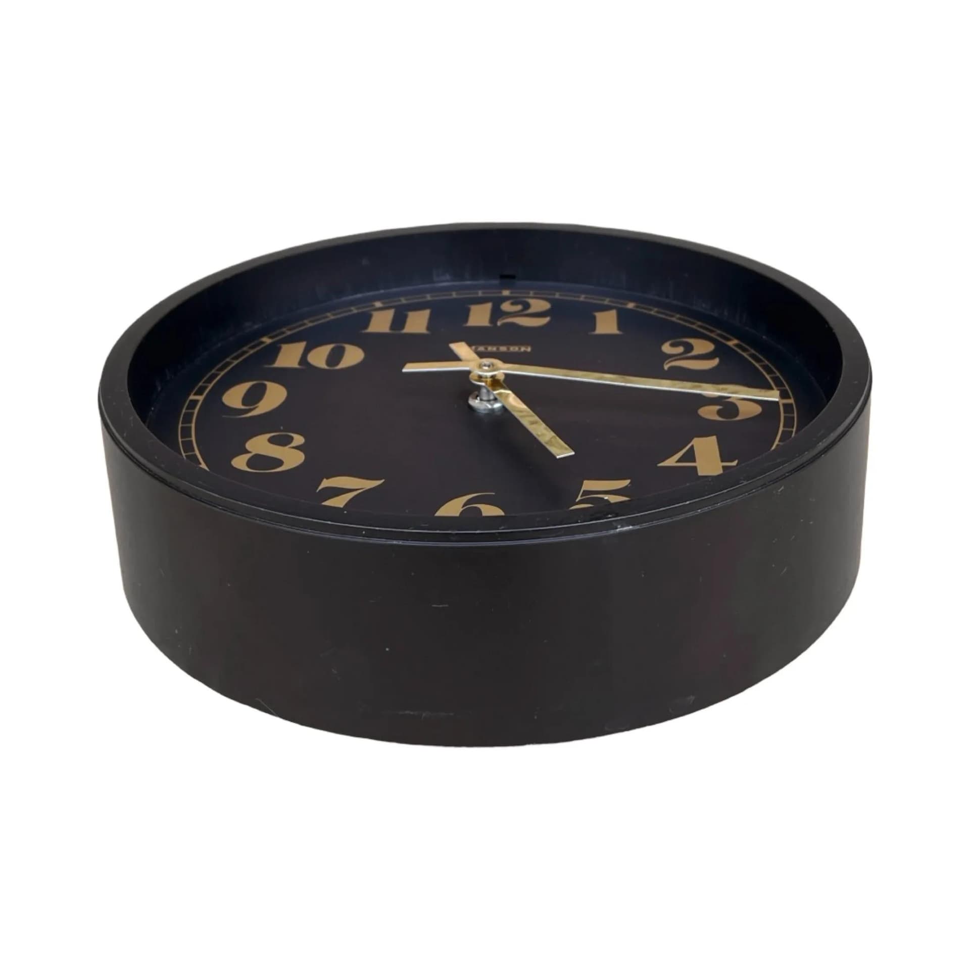 Zegar ścienny, czarny, plastik, HANSON, Irlandia, lata 90. - 129329