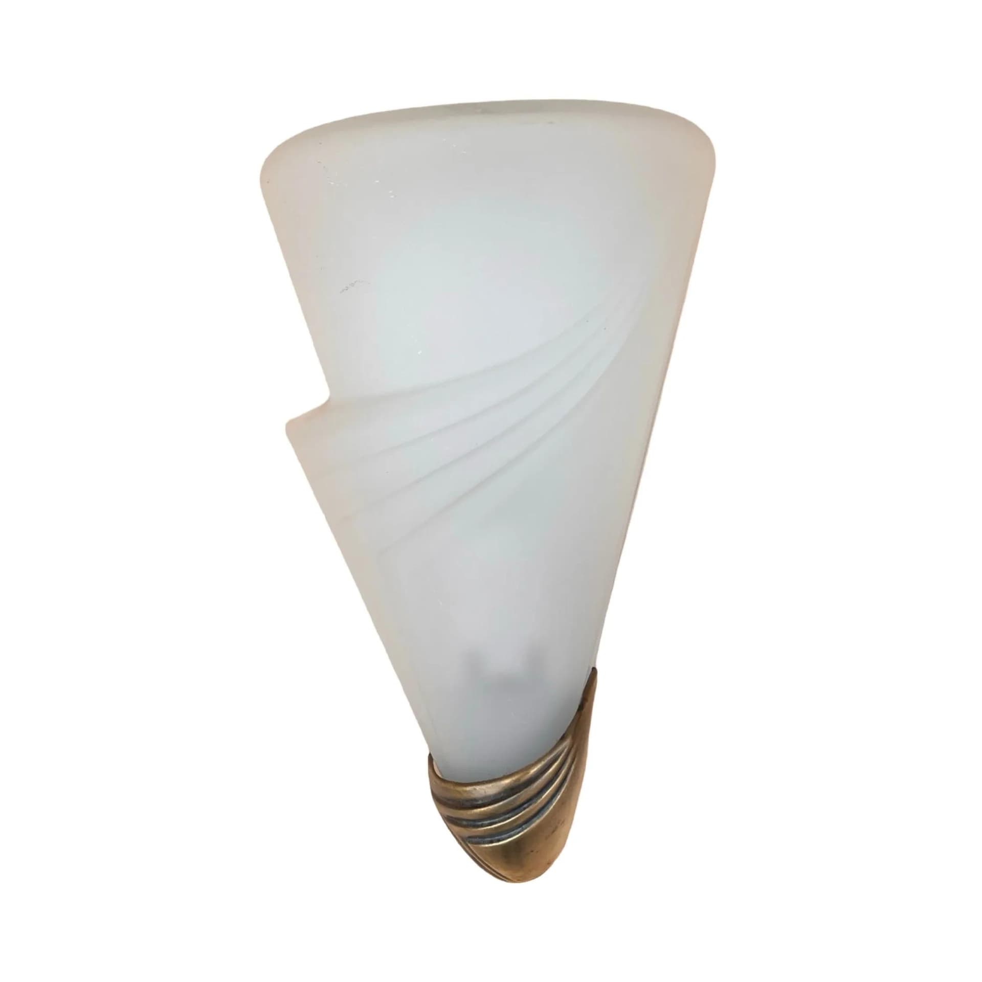 Kinkiet Diana, Art déco, szkło ivory white, metal złoty, Polska, lata 80. - 129304