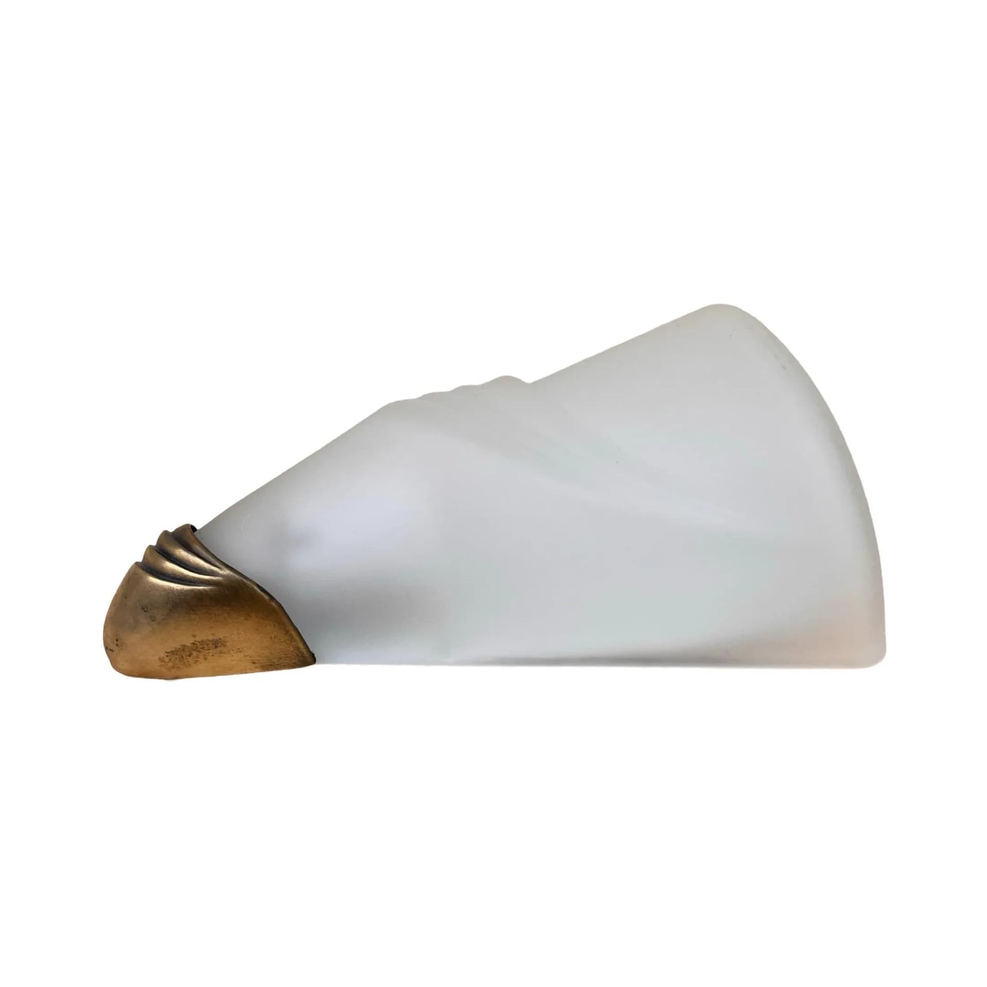 Kinkiet Diana, Art déco, szkło ivory white, metal złoty, Polska, lata 80. - 129303