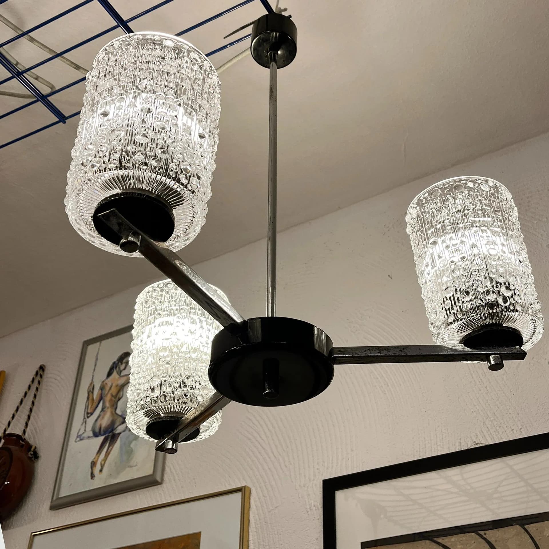 Żyrandol, Lidokov typ V167-1268, stal chromowana, szkło kryształowe transparentne, proj. F. Perceny, Czechosłowacja, lata 70. - 129221