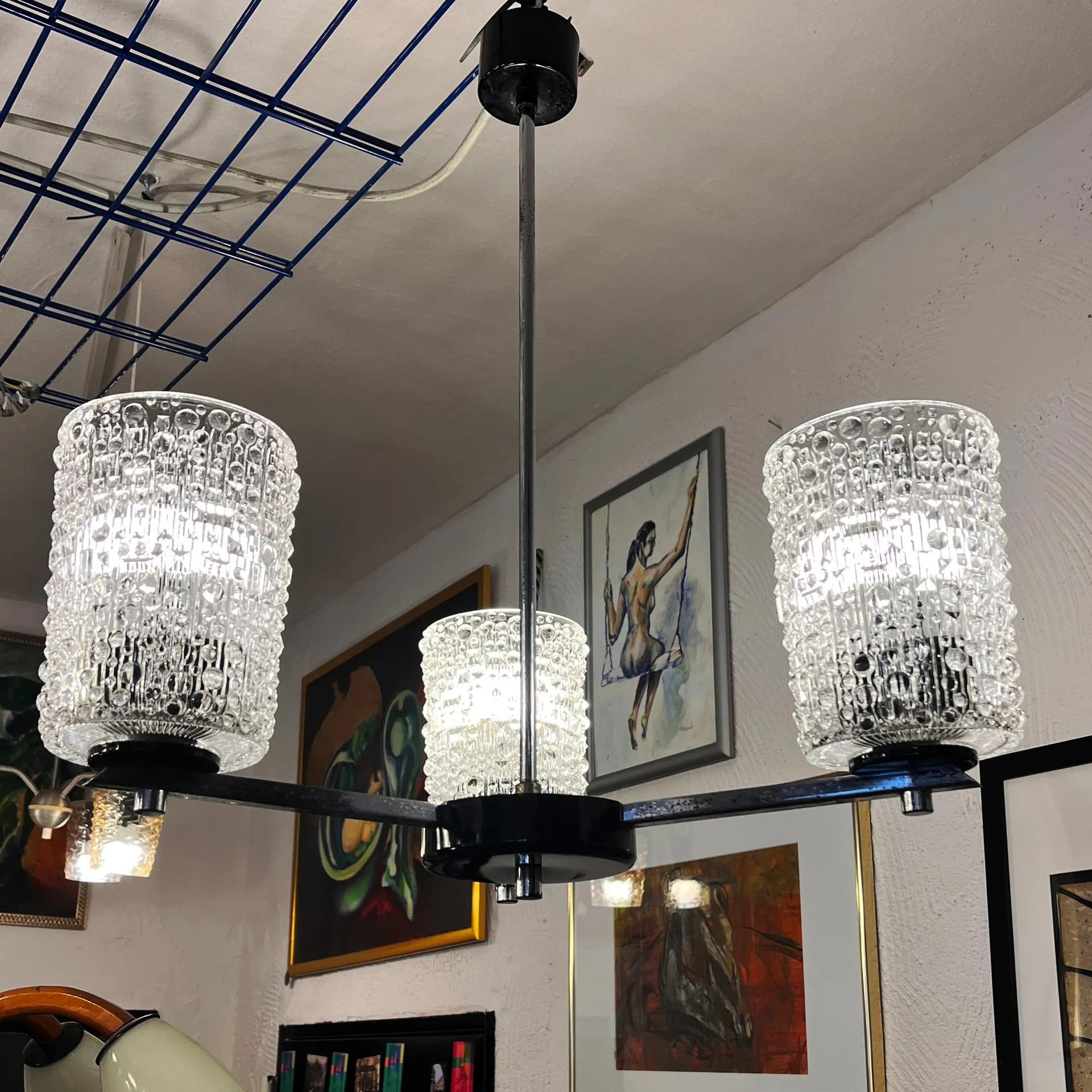 Żyrandol, Lidokov typ V167-1268, stal chromowana, szkło kryształowe transparentne, proj. F. Perceny, Czechosłowacja, lata 70. - 129219