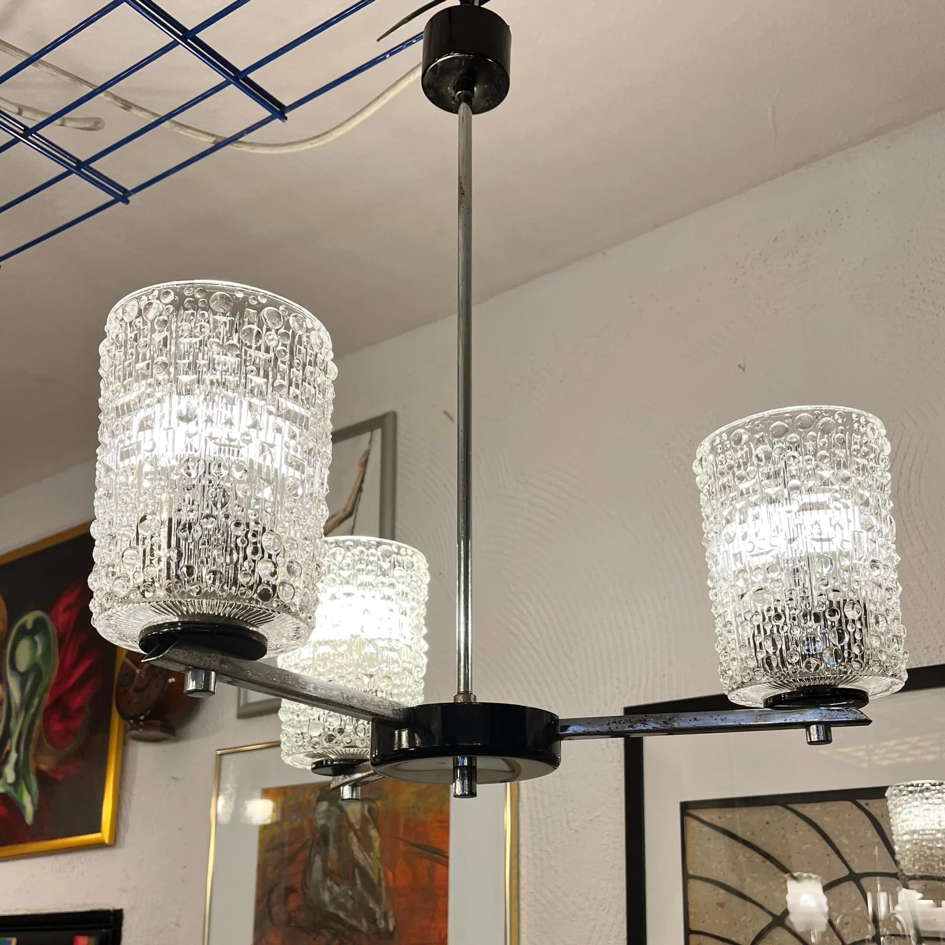 Żyrandol, Lidokov typ V167-1268, stal chromowana, szkło kryształowe transparentne, proj. F. Perceny, Czechosłowacja, lata 70. - 129218