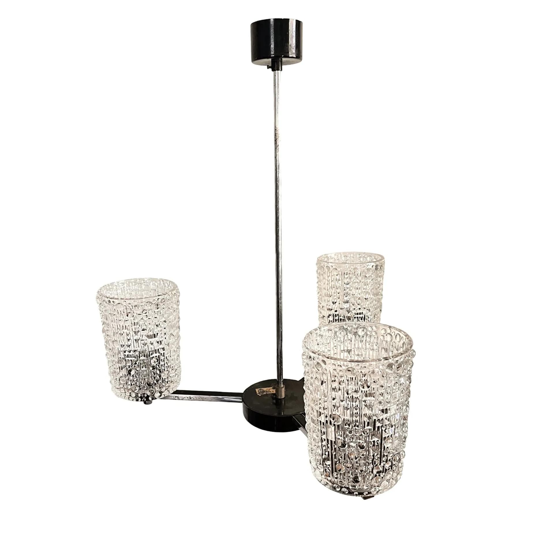 Żyrandol, Lidokov typ V167-1268, stal chromowana, szkło kryształowe transparentne, proj. F. Perceny, Czechosłowacja, lata 70. - 129225