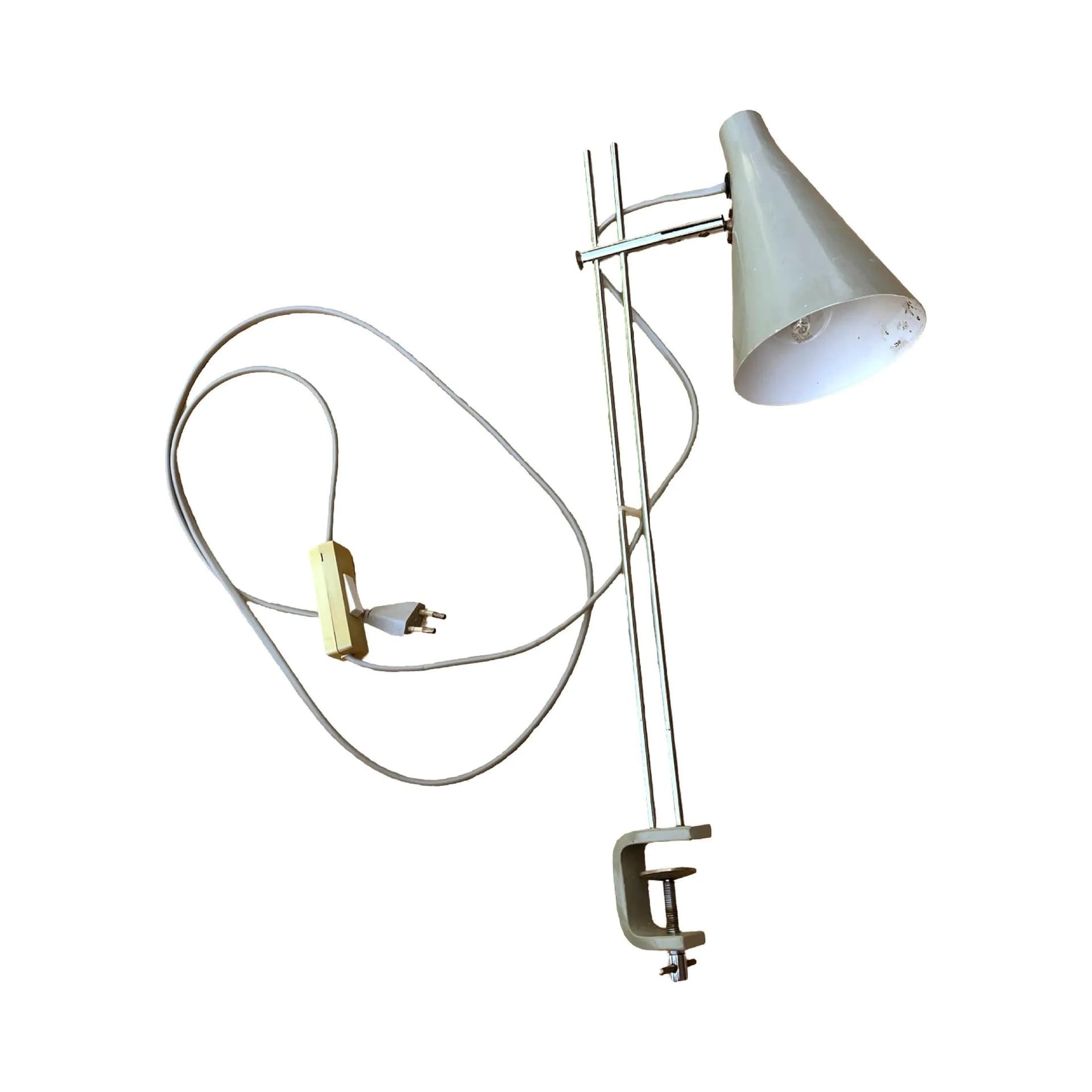 Desk lamp, grey metal, by J. Hůrka, Czechoslovakia, 1960s. - 129184