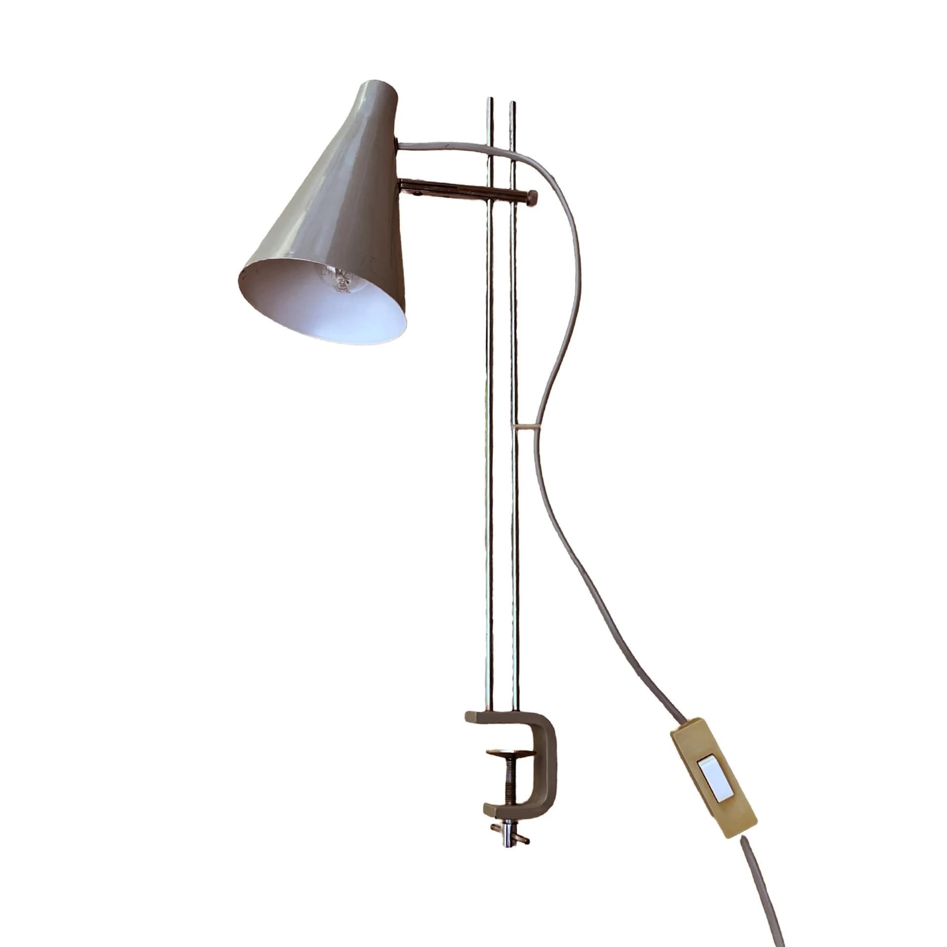 Desk lamp, grey metal, by J. Hůrka, Czechoslovakia, 1960s. - 129186