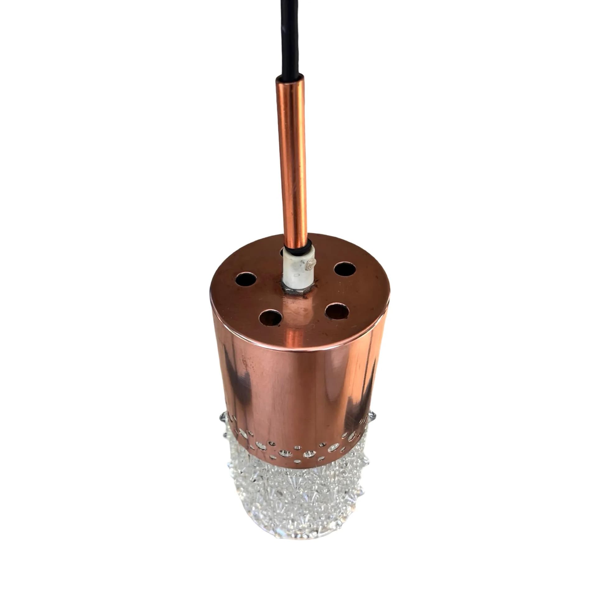 Lampa wisząca, miedź, szkło, proj. F. Peceny, Niemcy, lata 70. - 129140