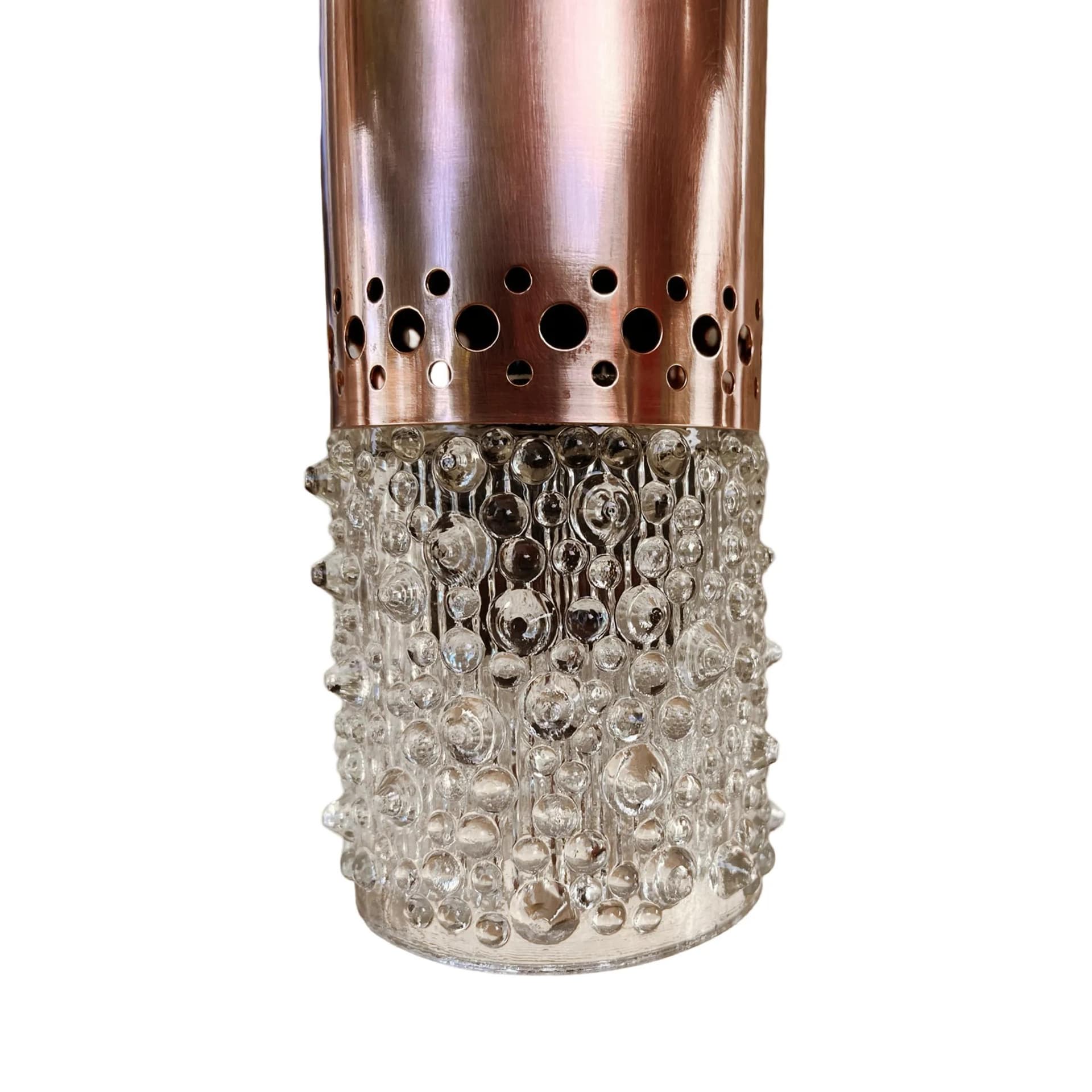 Lampa wisząca, miedź, szkło, proj. F. Peceny, Niemcy, lata 70. - 129137