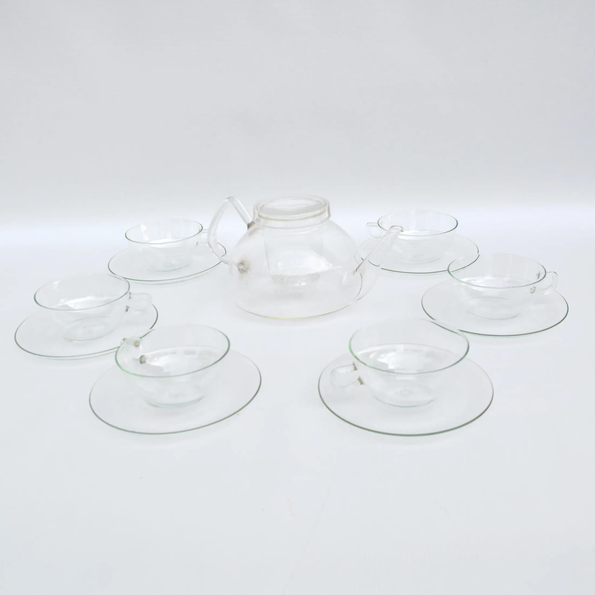 Serwis kawowy, transparent, szkło, proj. W. Wagenfeld, Niemcy, lata 70. - 129078