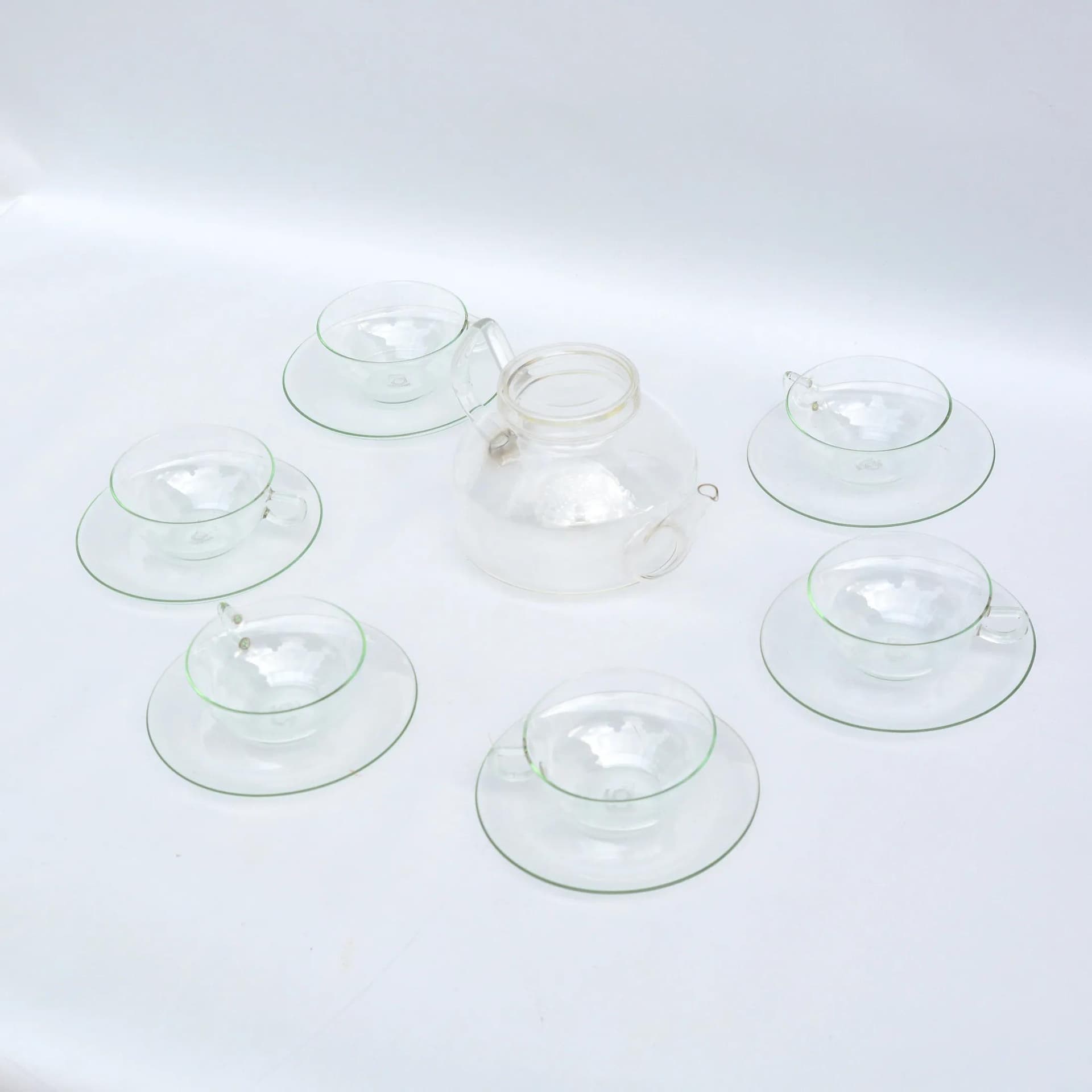 Serwis kawowy, transparent, szkło, proj. W. Wagenfeld, Niemcy, lata 70. - 129081