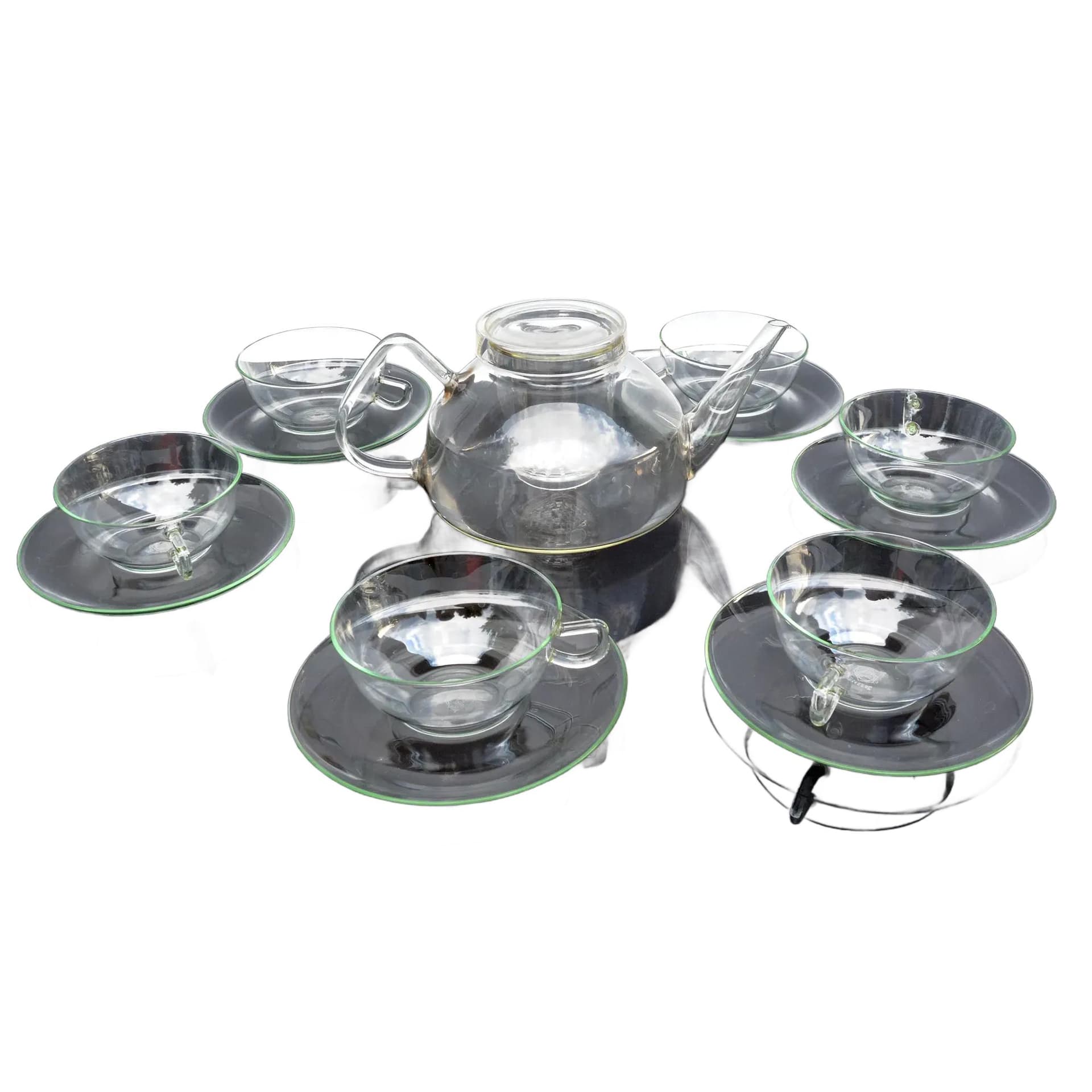 Serwis kawowy, transparent, szkło, proj. W. Wagenfeld, Niemcy, lata 70.