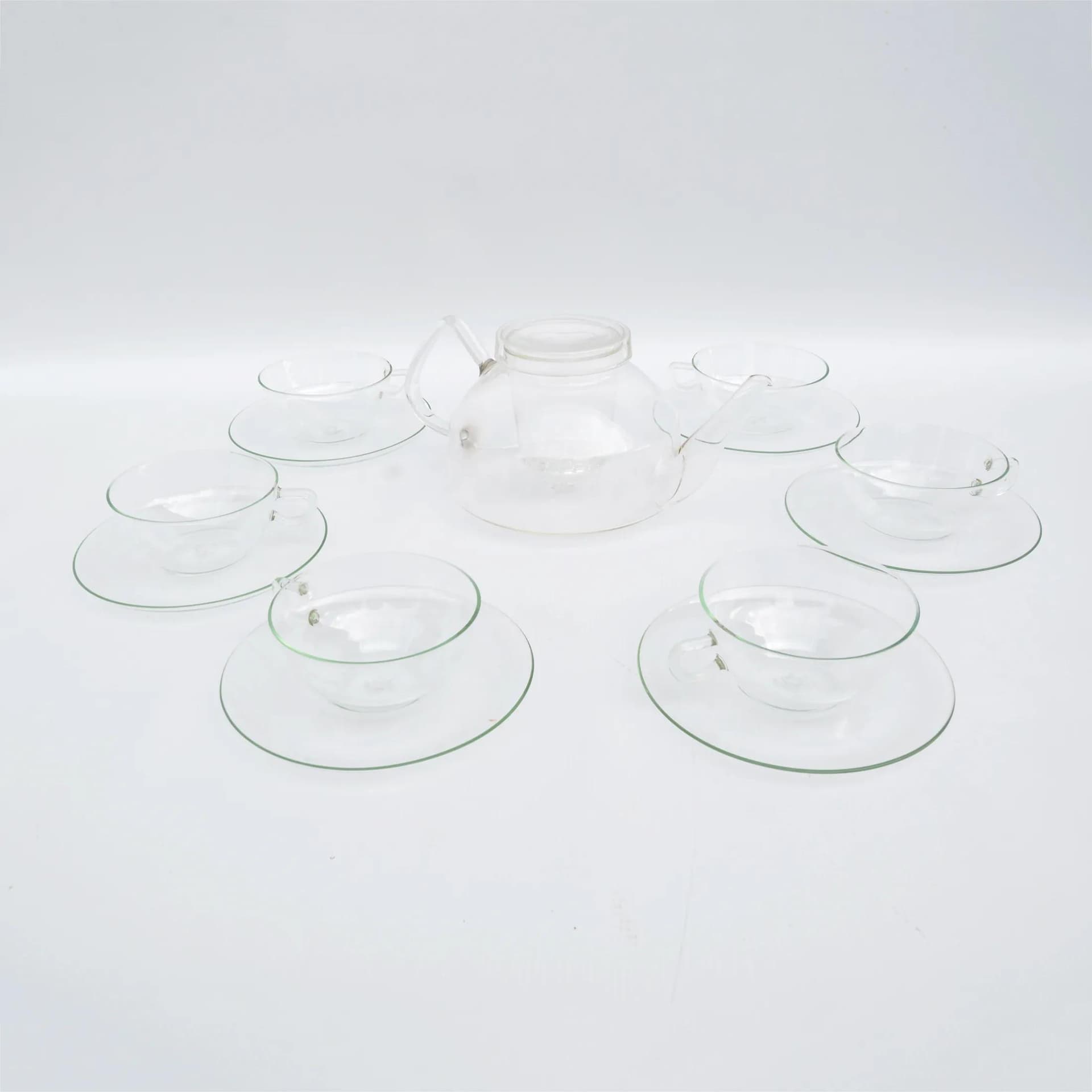 Serwis kawowy, transparent, szkło, proj. W. Wagenfeld, Niemcy, lata 70. - 129076