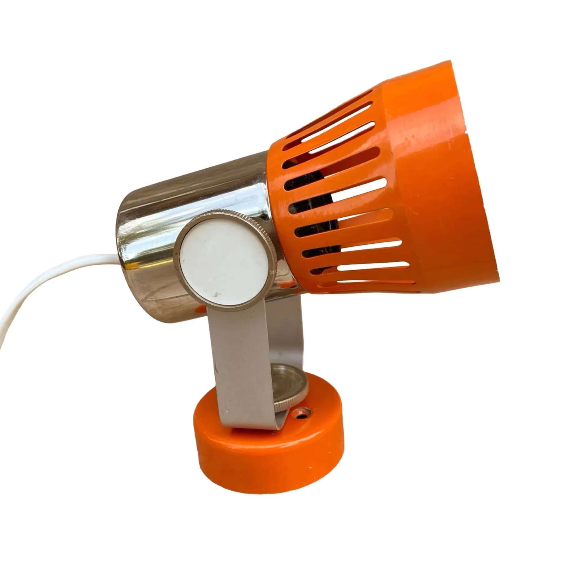 Kinkiet, pomarańczowy, metal chromowany, proj. P. Grus, Kamenicky Šenov, Czechosłowacja, lata 70.