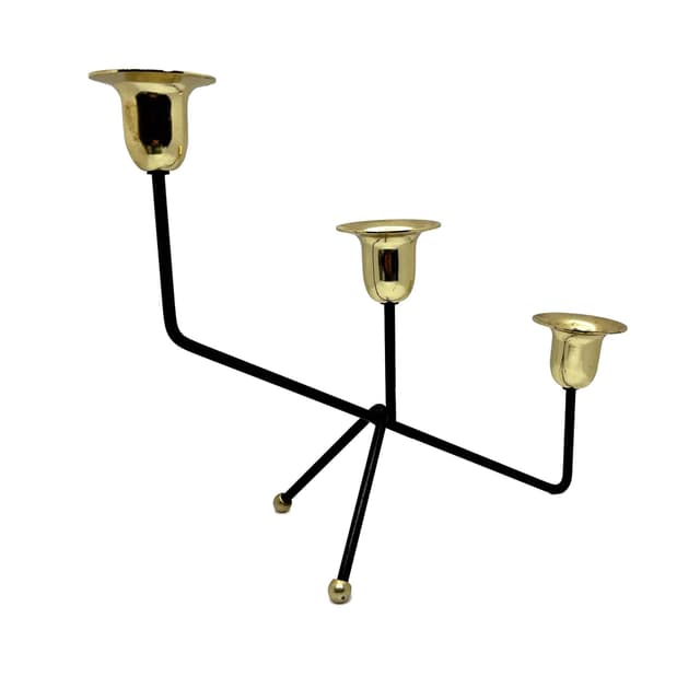 Świecznik stołowy, czarny aluminium, Belgia, lata 70. - WYMIARY