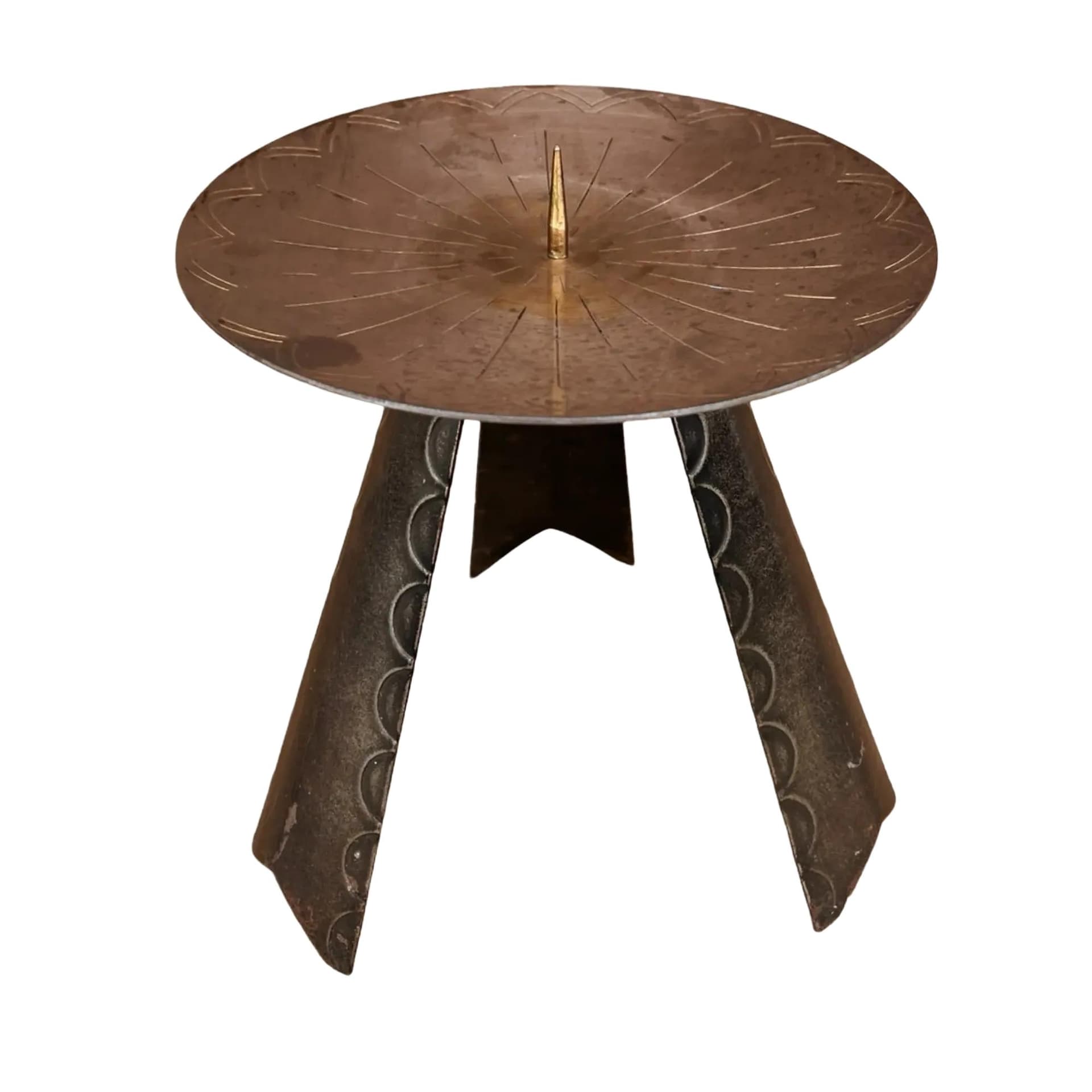 Świecznik modernistyczny, mosiądz złoty, metal czarny, Niemcy, lata 70.