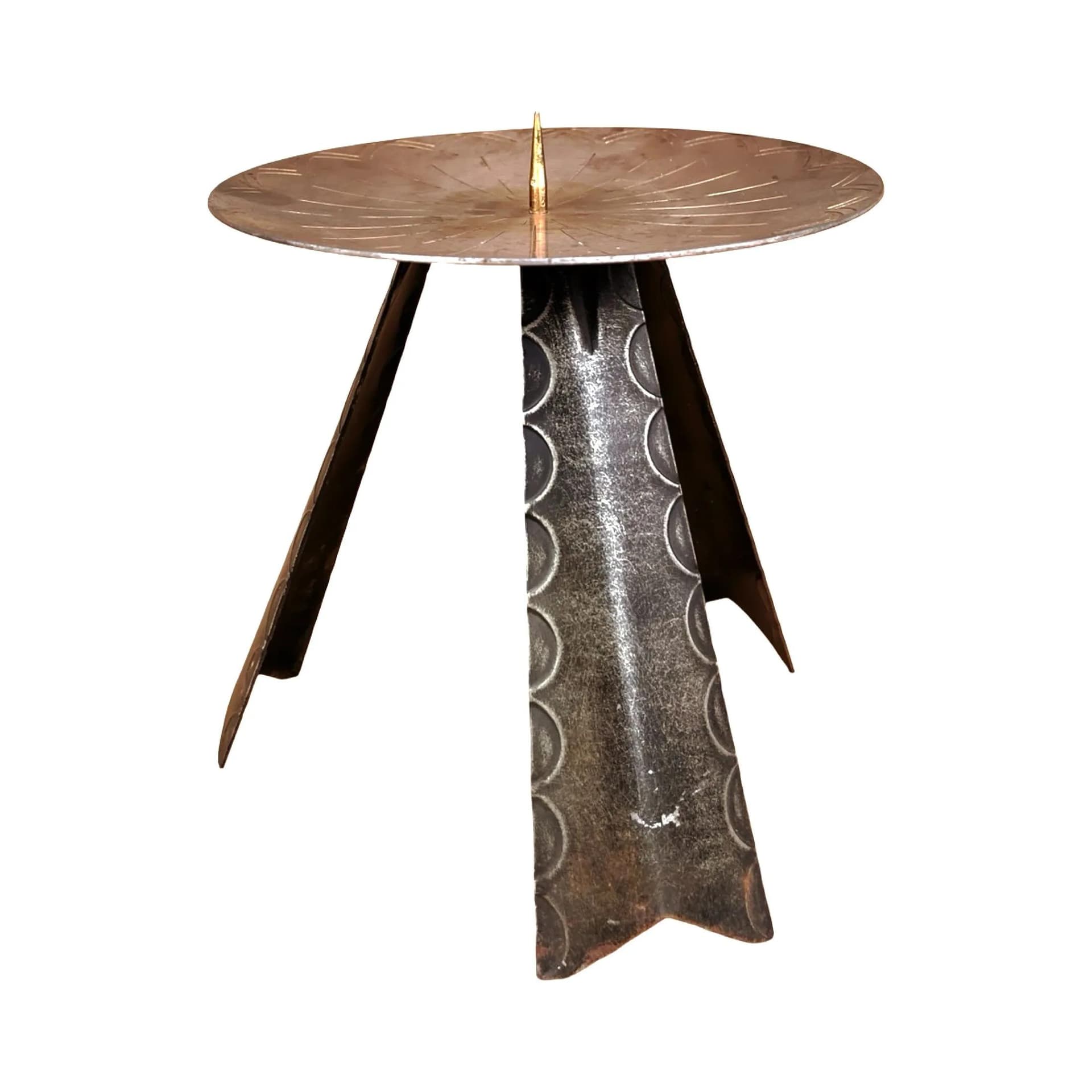 Świecznik modernistyczny, mosiądz złoty, metal czarny, Niemcy, lata 70. - 129035