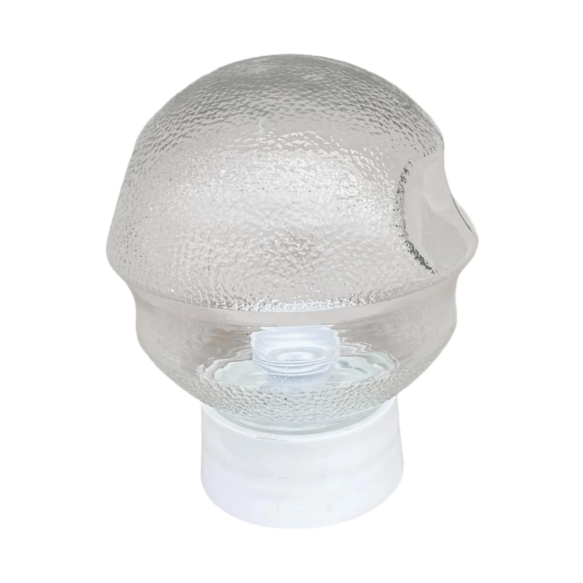 Wall sconce, industrial, clear glass, white plastic, Poland, 1970s. - 128999