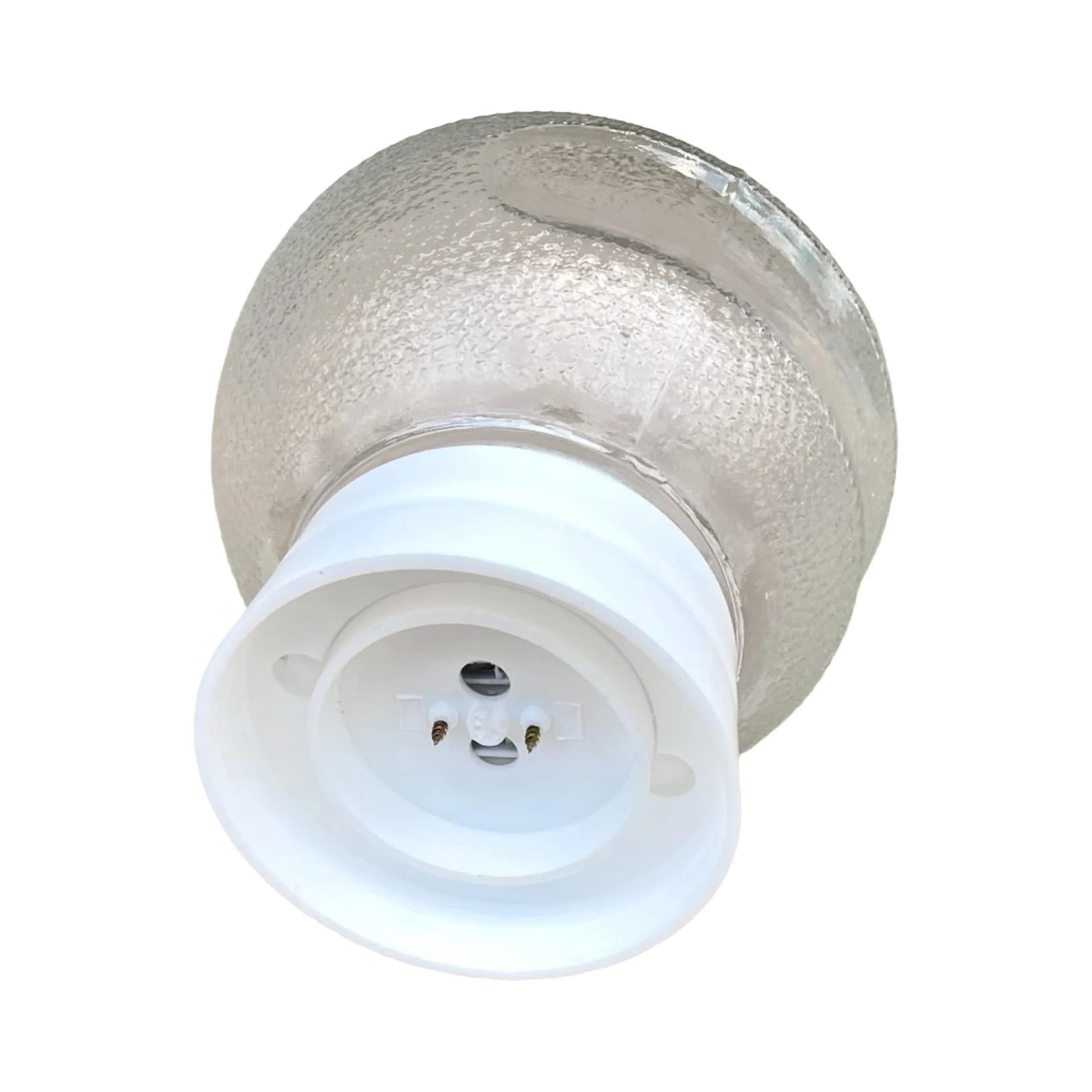 Wall sconce, industrial, clear glass, white plastic, Poland, 1970s. - 129001