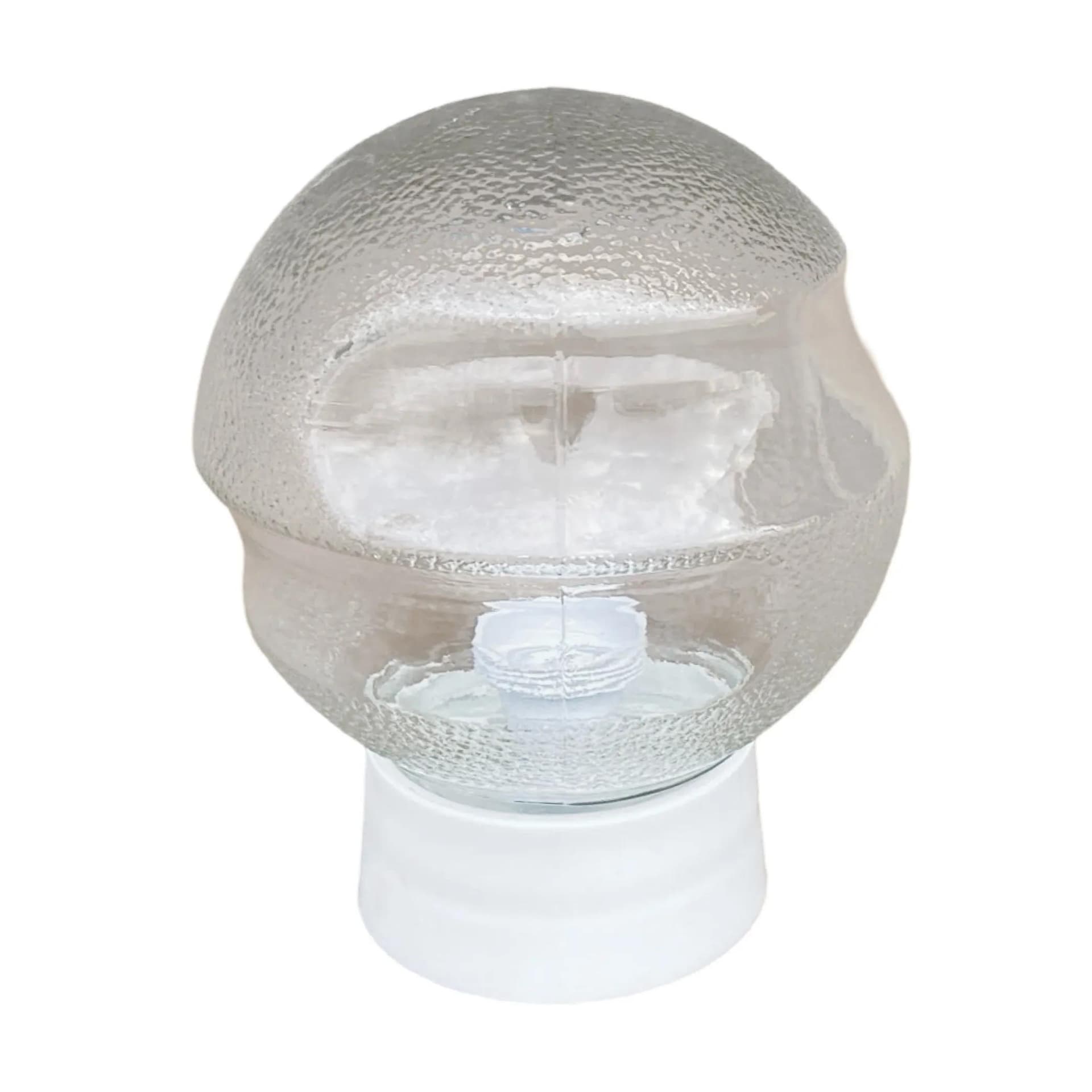 Wall sconce, industrial, clear glass, white plastic, Poland, 1970s. - 129000