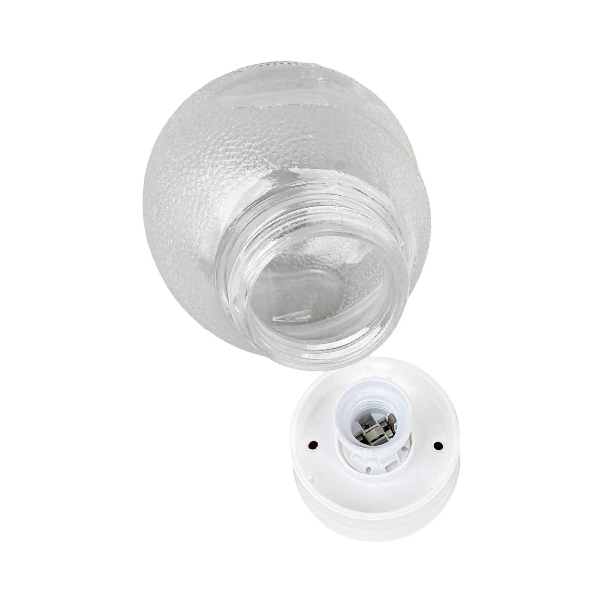 Wall sconce, industrial, clear glass, white plastic, Poland, 1970s. - 128997