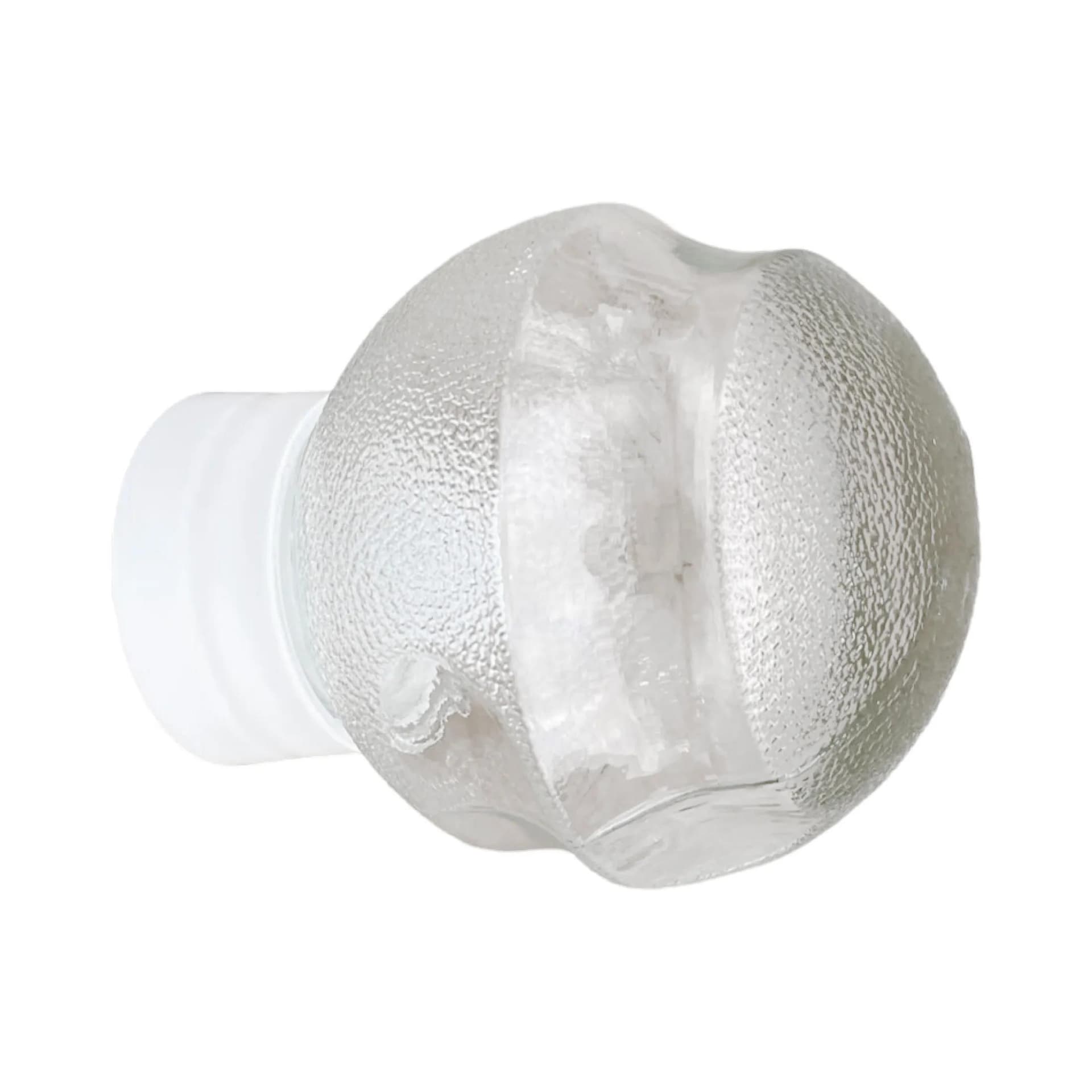 Wall sconce, industrial, clear glass, white plastic, Poland, 1970s. - 129004