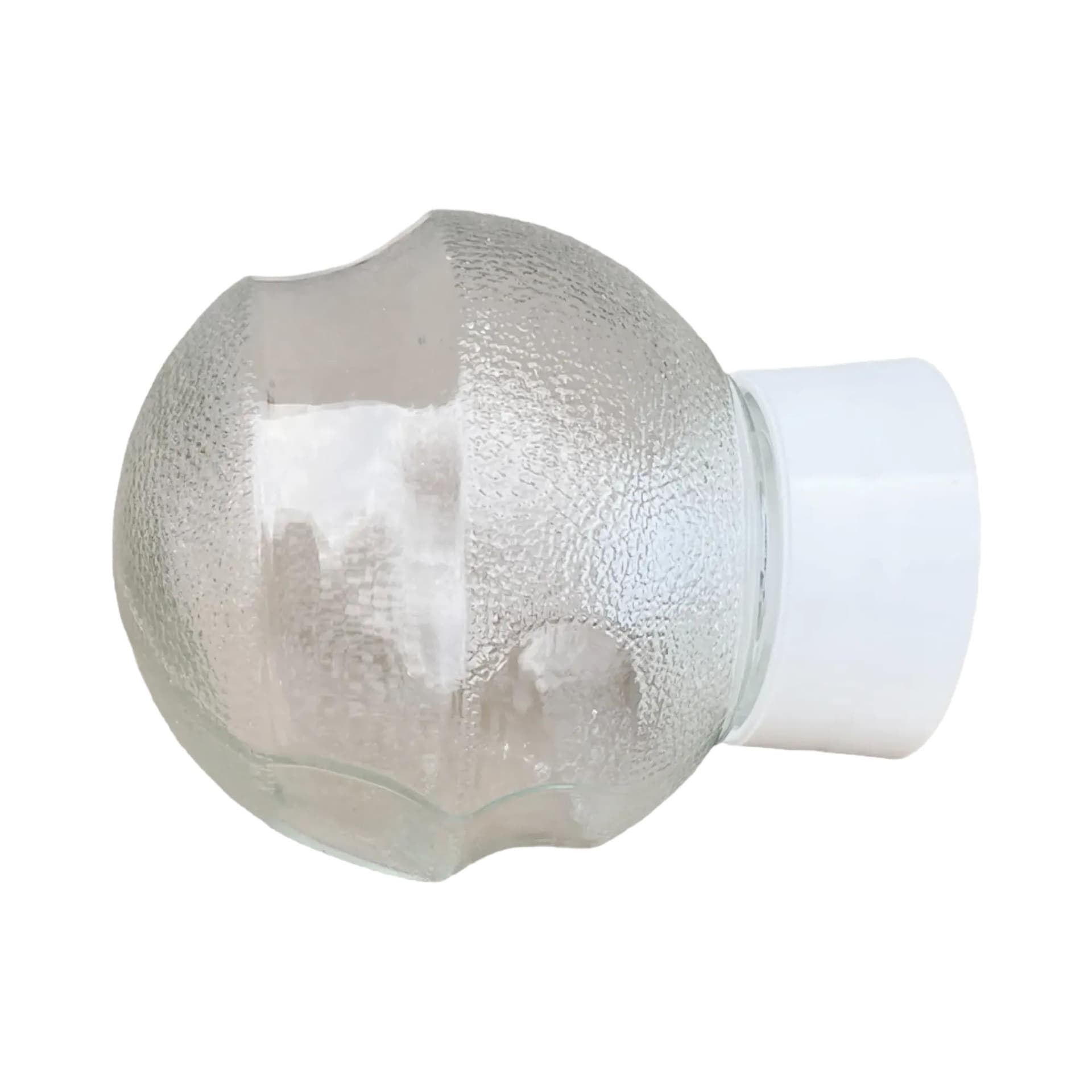 Wall sconce, industrial, clear glass, white plastic, Poland, 1970s.