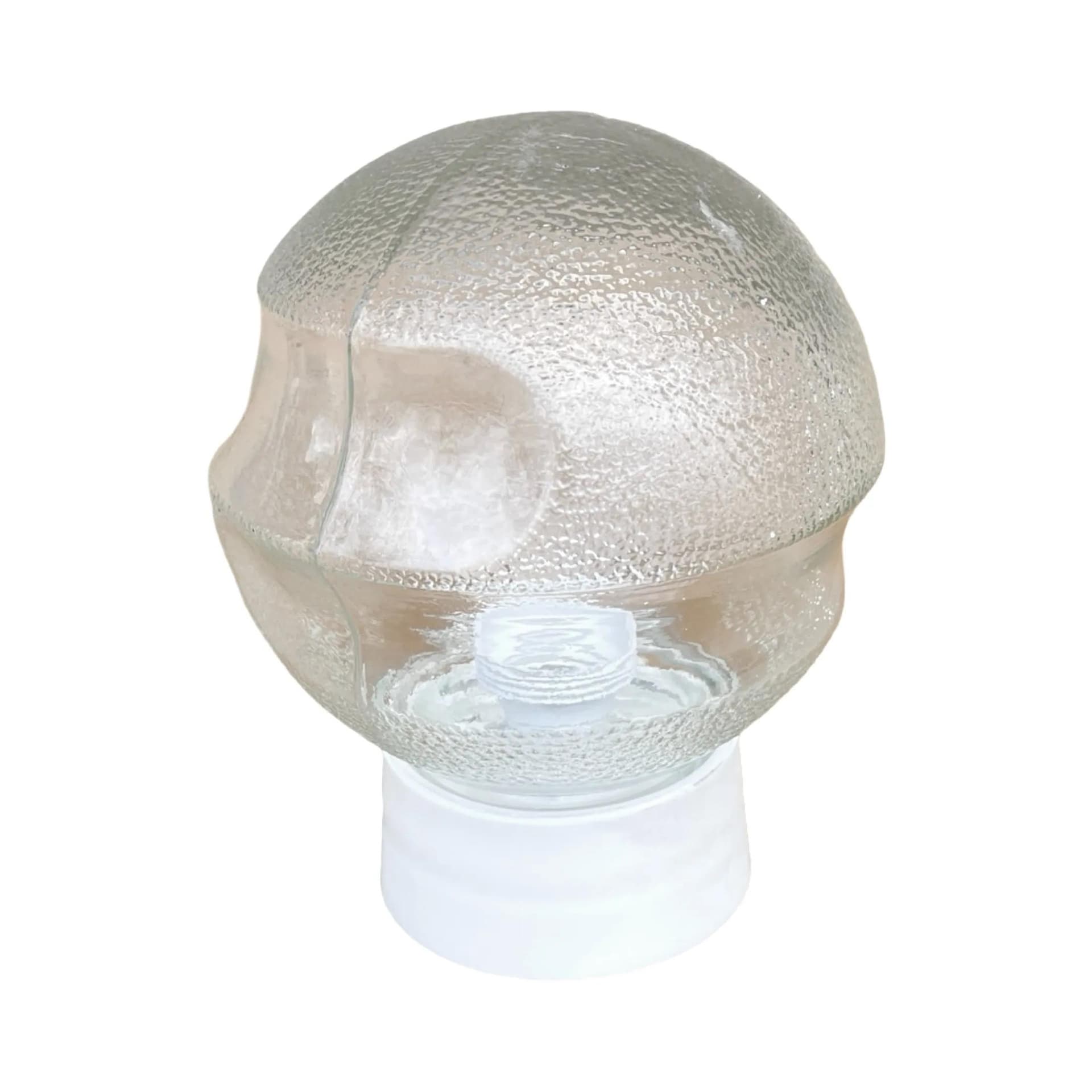 Wall sconce, industrial, clear glass, white plastic, Poland, 1970s. - 129002