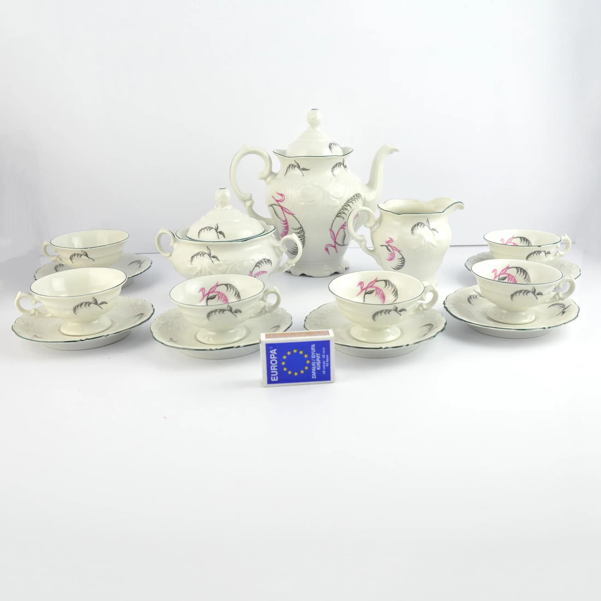 Serwis kawowy Fryderyka, biały, porcelana, Polska, lata 70. - 128975