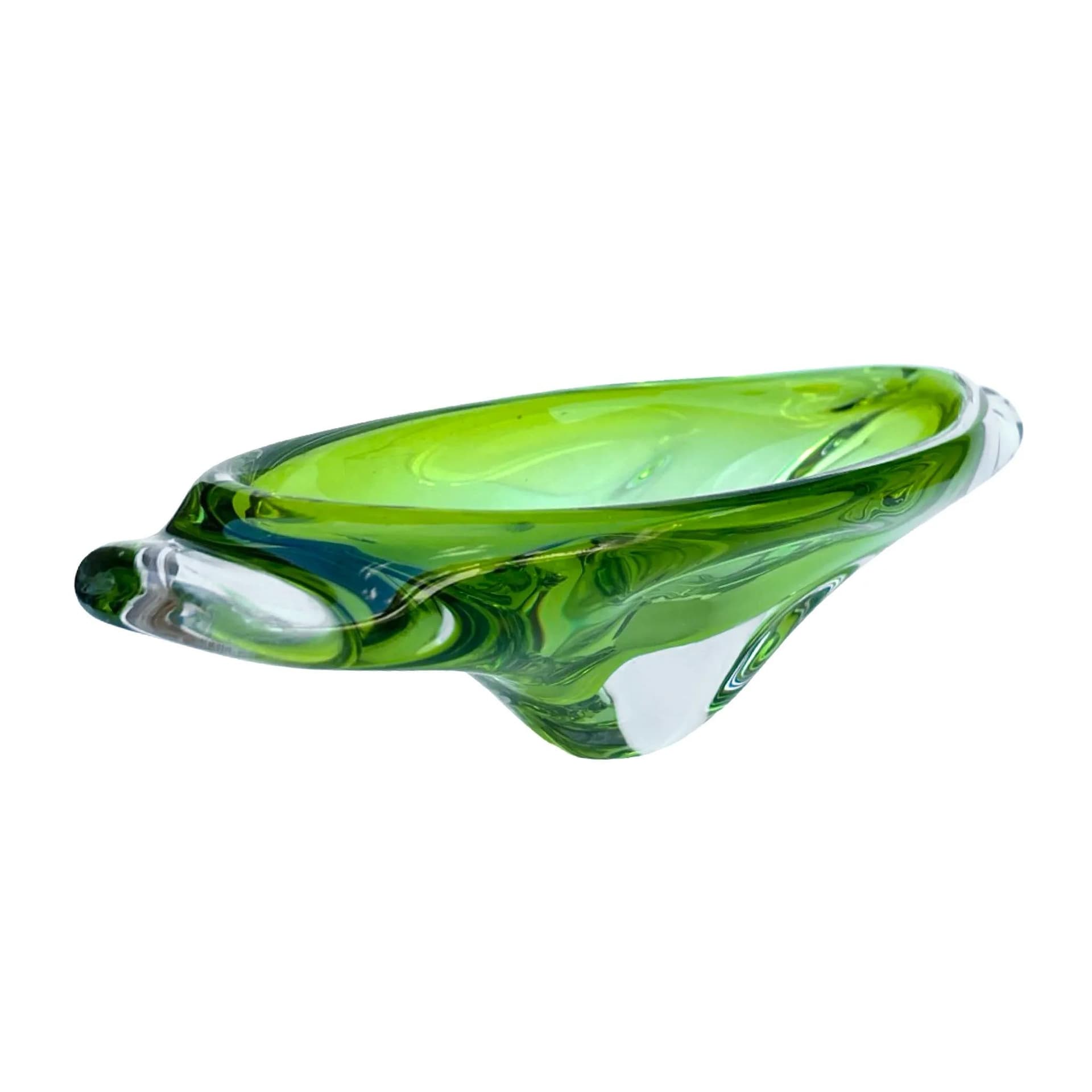 Misa, zielona, szkło, proj. J. Brož, Skrdlovice, Czechosłowacja, lata 60. - 128921