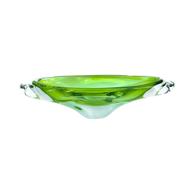 Misa, zielona, szkło, proj. J. Brož, Skrdlovice, Czechosłowacja, lata 60. - WYMIARY