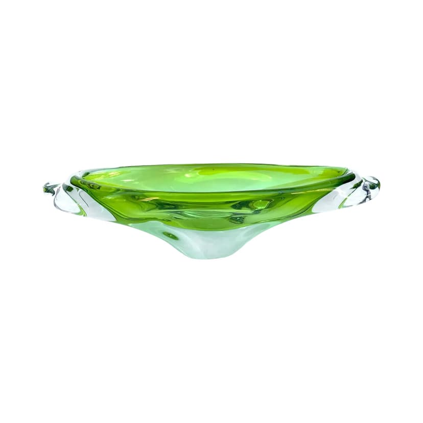 Misa, zielona, szkło, proj. J. Brož, Skrdlovice, Czechosłowacja, lata 60.