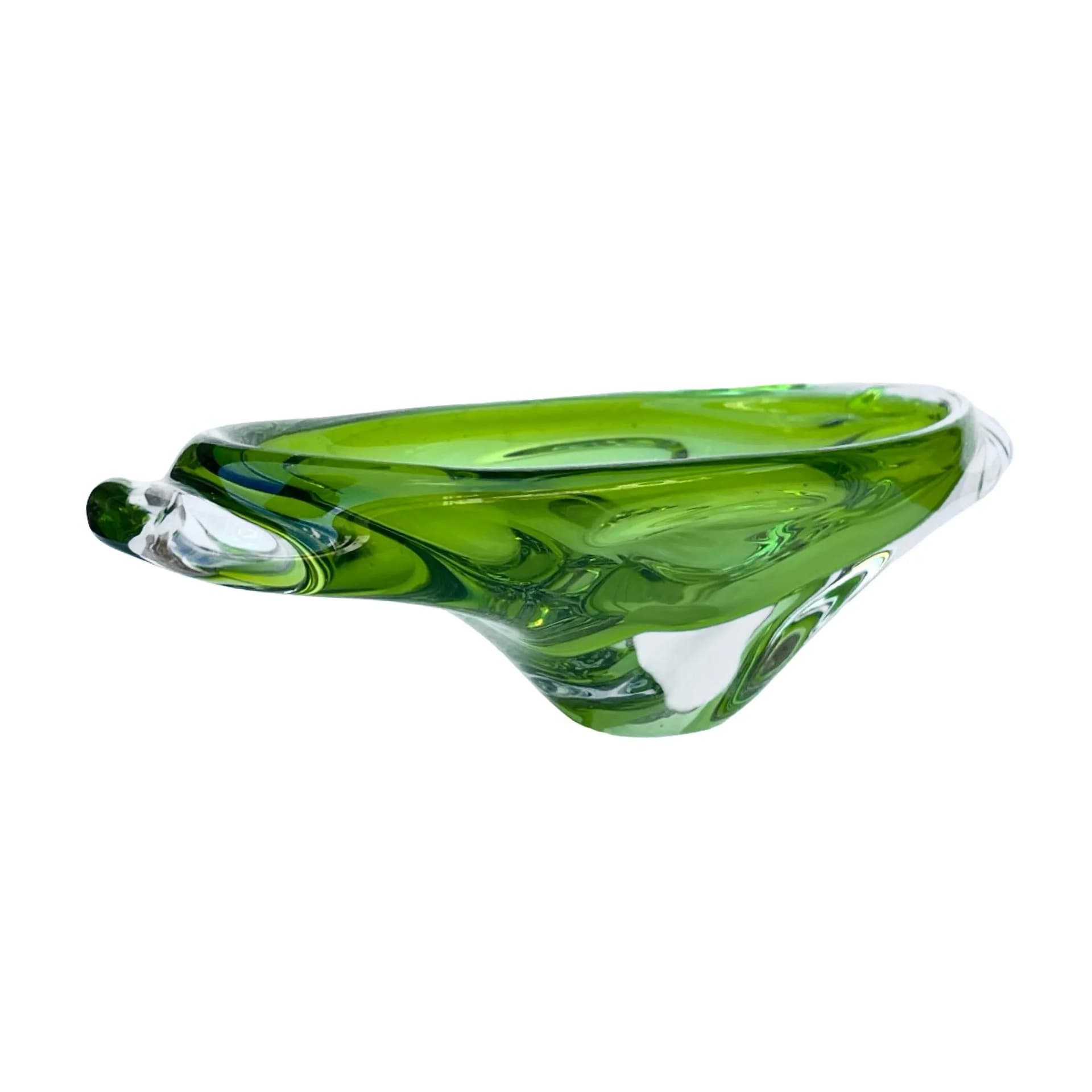 Misa, zielona, szkło, proj. J. Brož, Skrdlovice, Czechosłowacja, lata 60. - 128917